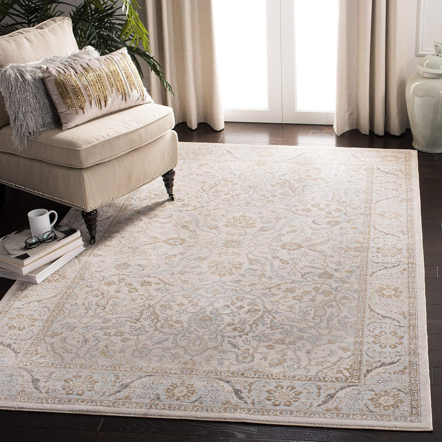 Isabella 6’7″ x 9′ Area Rug – Cream & Beige, Non-Shedding, Easy Care