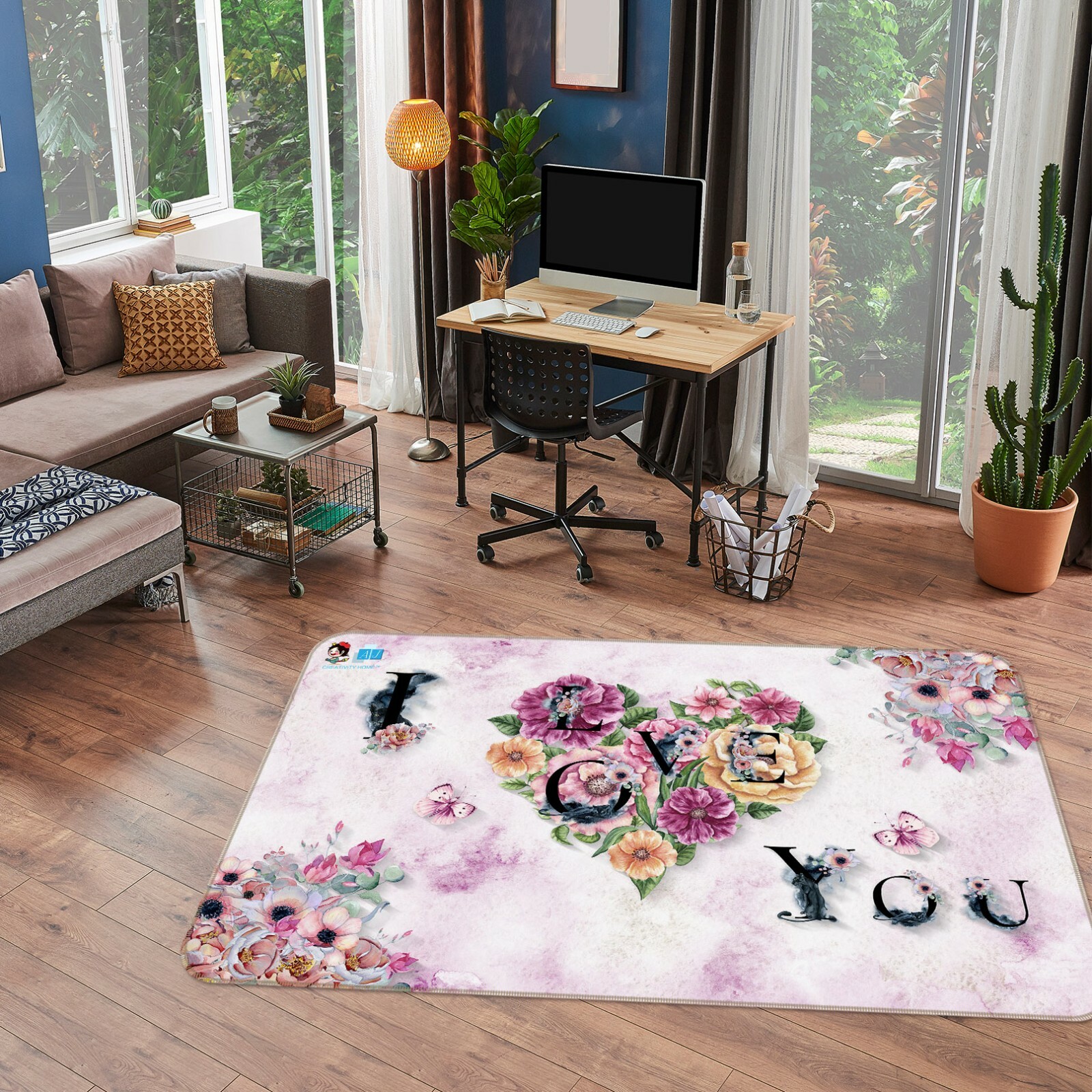 3D Peony Heart ZHUA1620 Game Non Slip Rug Mat Photo Carpet Zoe
