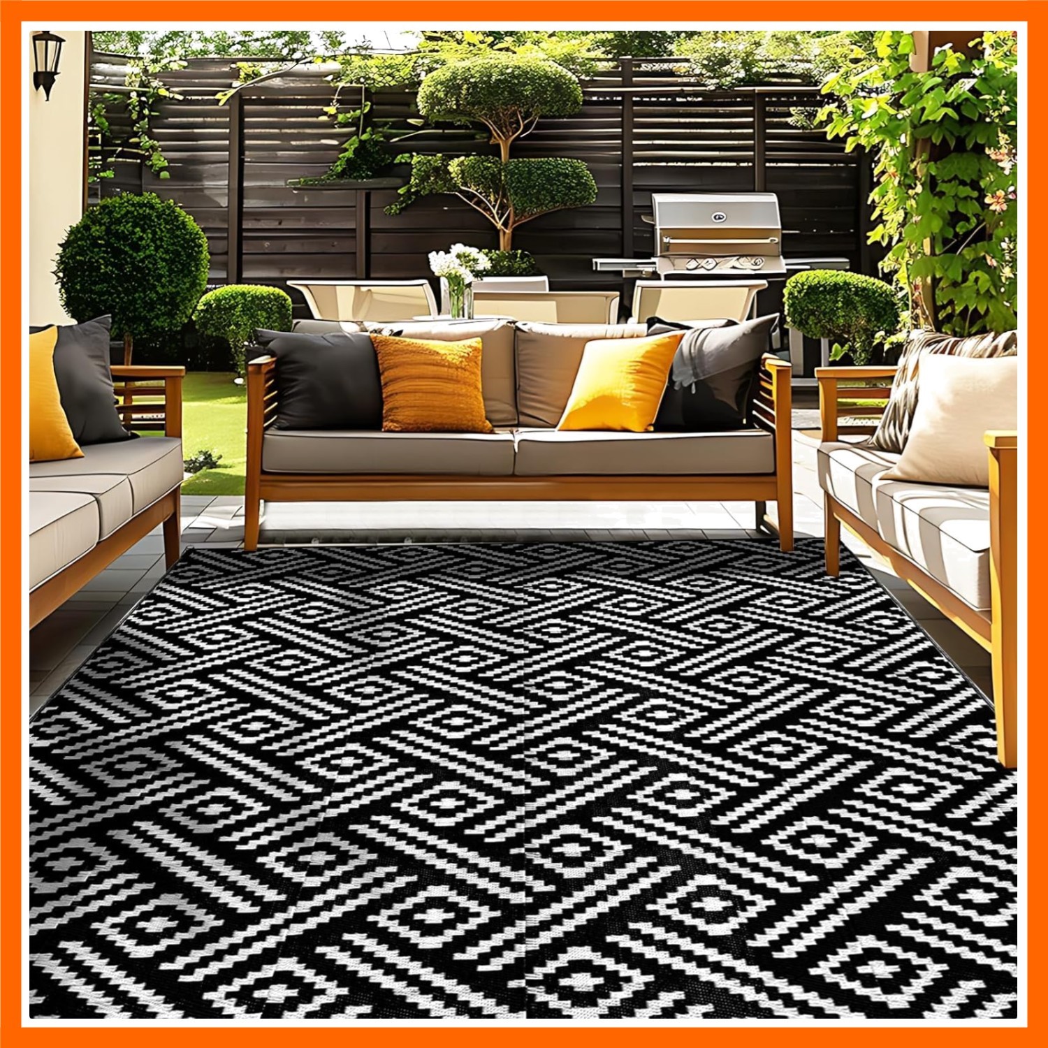 Outdoor Rug 5×7 Ft, Waterproof Outdoor Plastic Straw Rug for Patio, Reversibl…