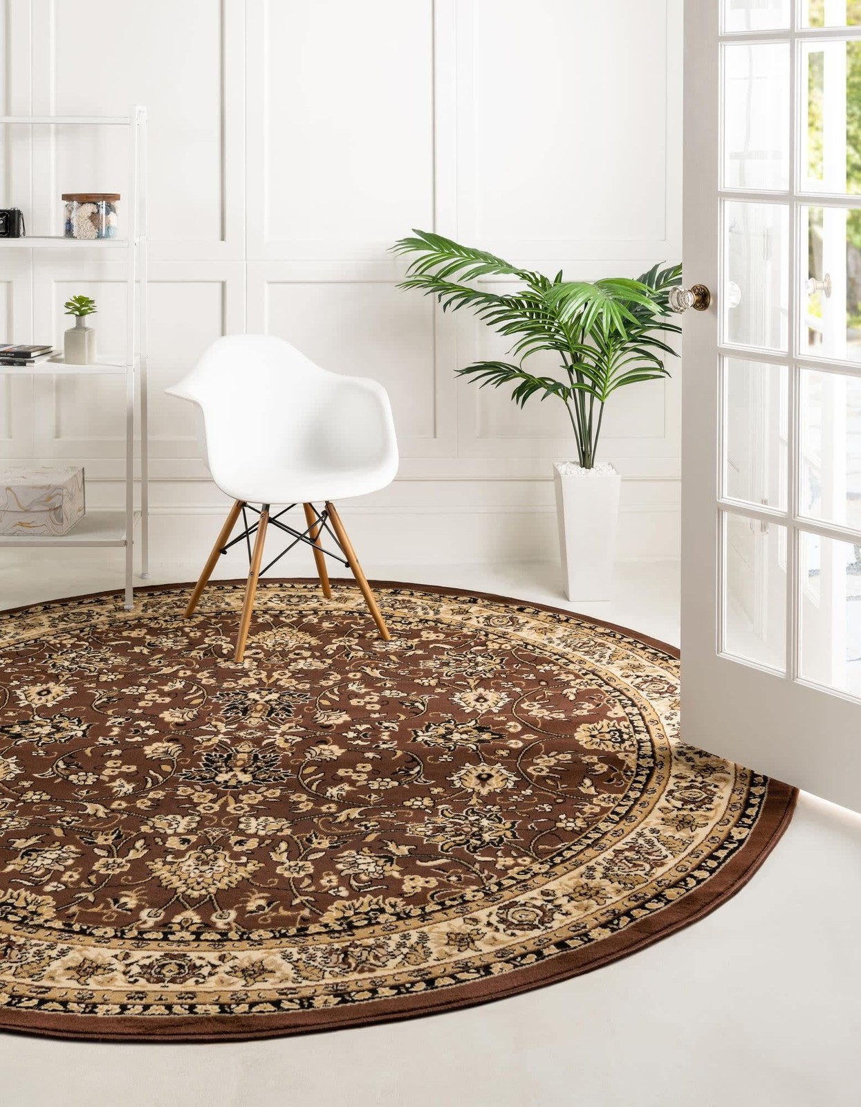 Sialk Hill Collection Area Rug Washington (3 3 Round Brown/Black)