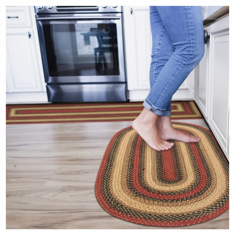 Homespice Highland Jute Braided Oval Rugs 27X45 – Multicolor Country Kitchen