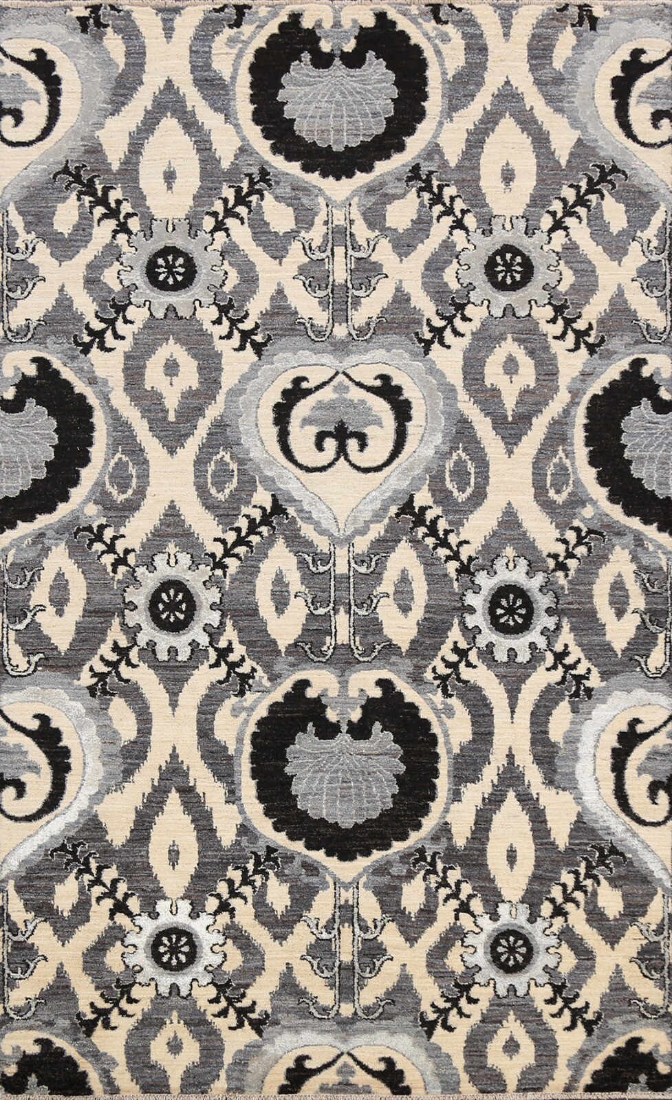 All-Over Art & Craft Wool/ Silk Oriental Area Rug Vegetable Dye Hand-knotted 5×7