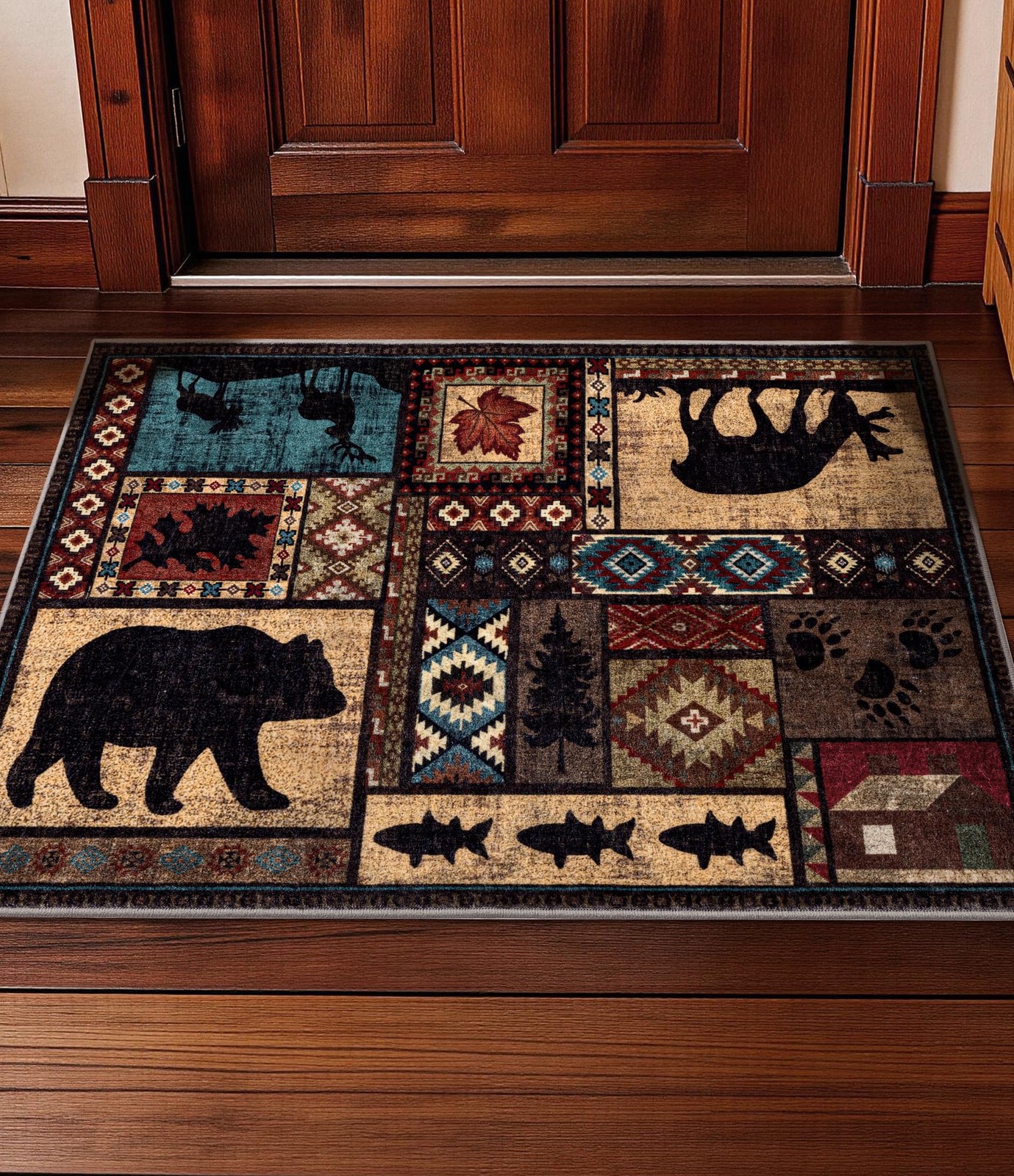 2×3 Ft Washable Entryway Rug Rustic Cabin NonSlip Indoor UltraThin Mat