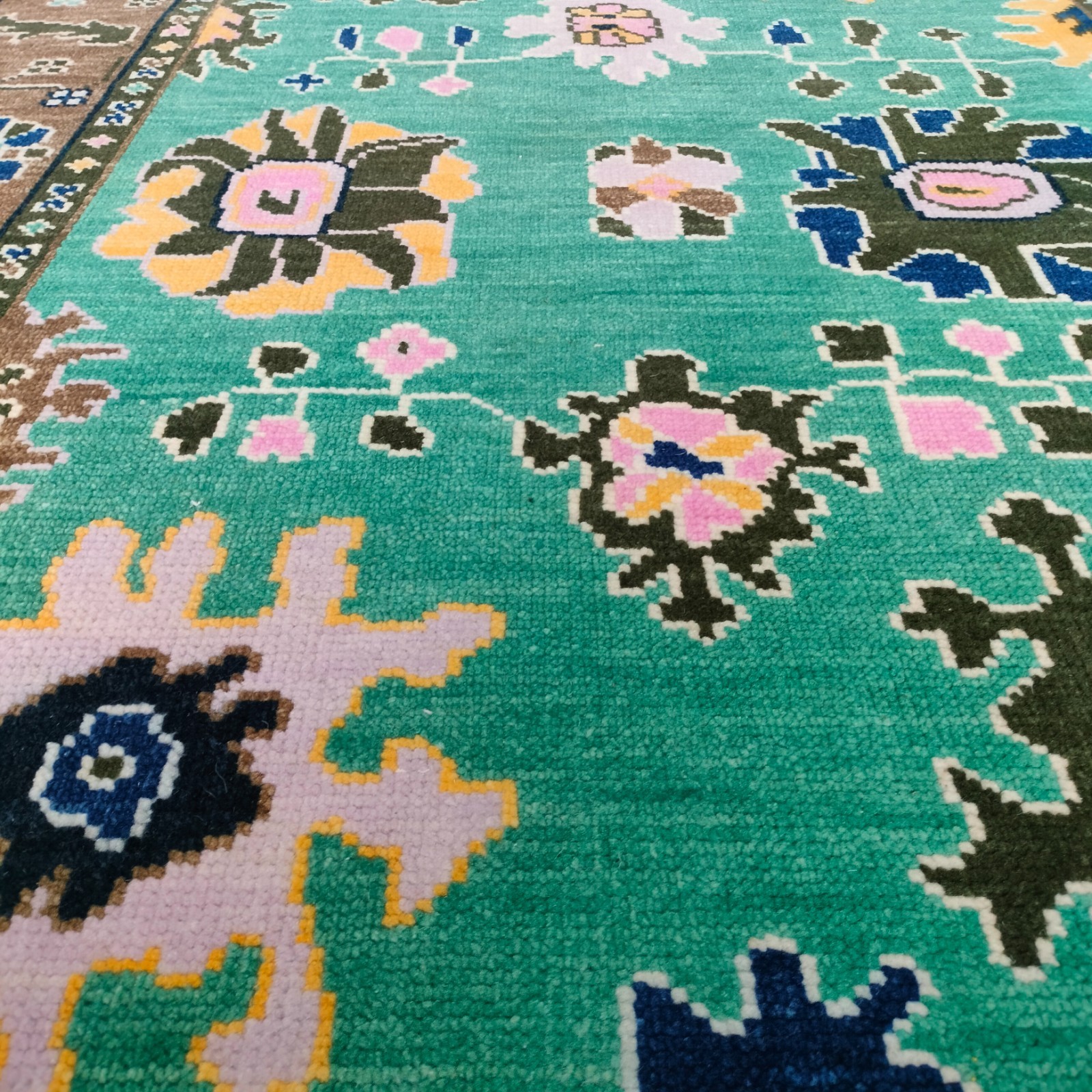 Sage Green Rug Indo Oushak Rug Turkish Hand-knotted wool Rug Home Decor area Rug