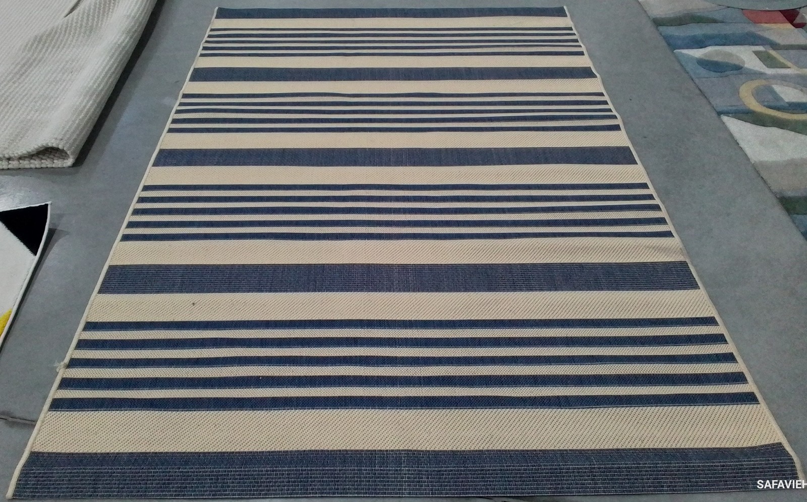 BEIGE / BLUE 5′-3″ x 7′-7″ Stained Rug, Reduced Price 1172795640 CY6062-233-5