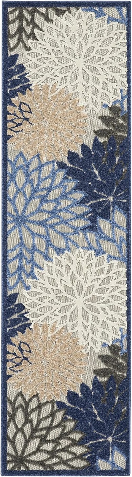 Home Aloha Indoor/Outdoor Blue/Multicolor 2′ X 6′ Area Rug, Tropical, Botanical,
