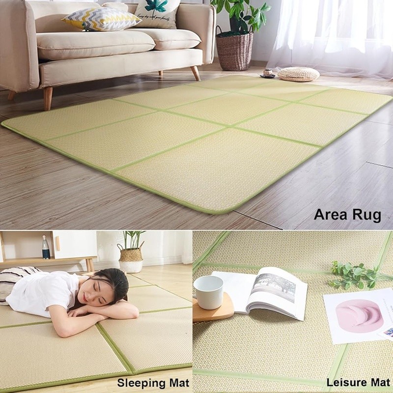 Large Rattan Tatami Mat Soft Eco-friendly Memory Foam High Pile Anti-slip Rug US