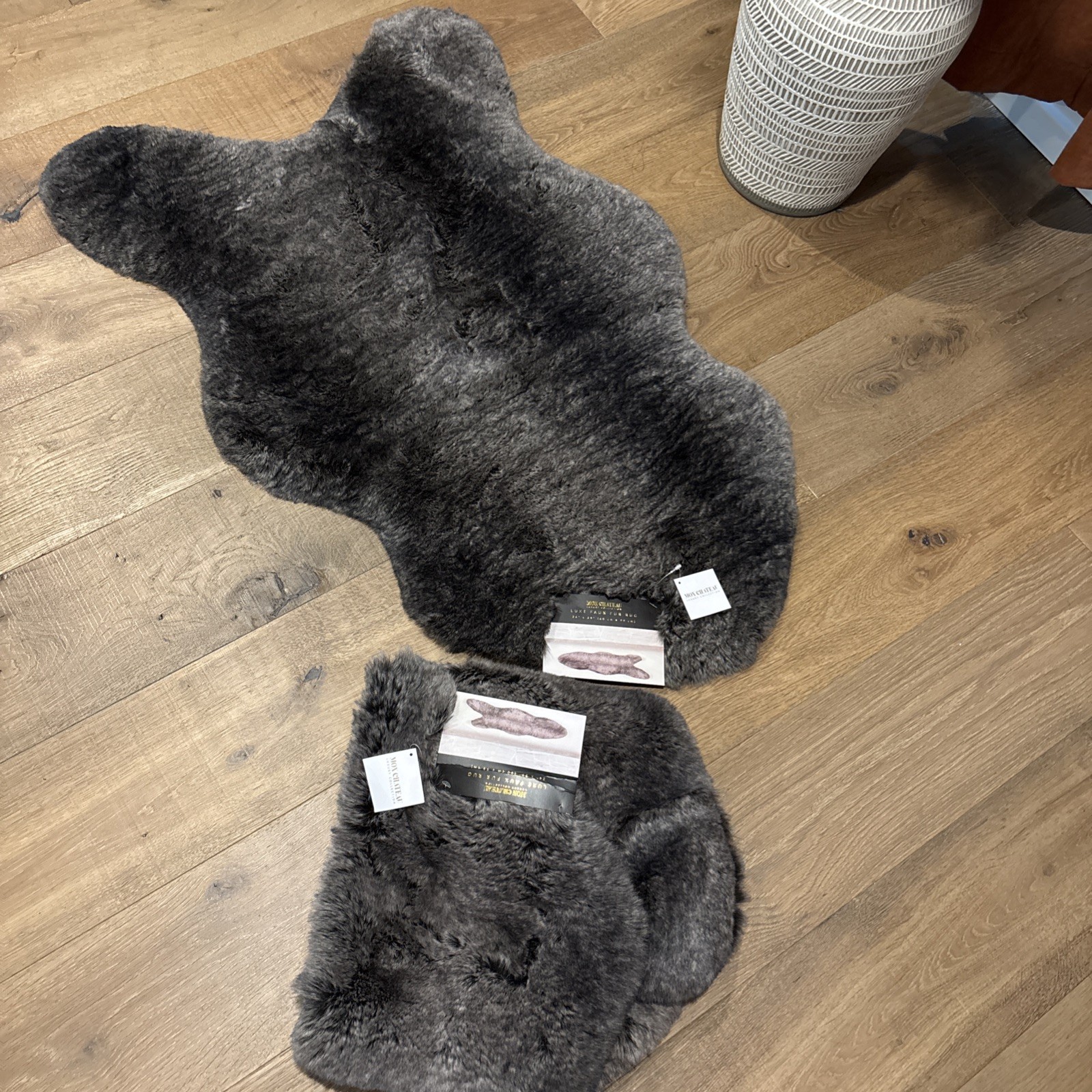 Mon Chateau Faux Fur Rug Luxury Collection Luxe 40×25 brown Plush Soft 2pc
