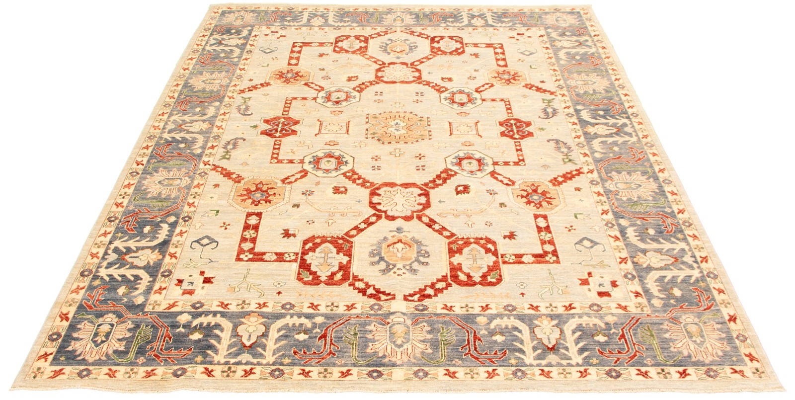Traditional Light Grey Hand-knotted Area Rug 8’11” x 11’5″ Oriental Carpet
