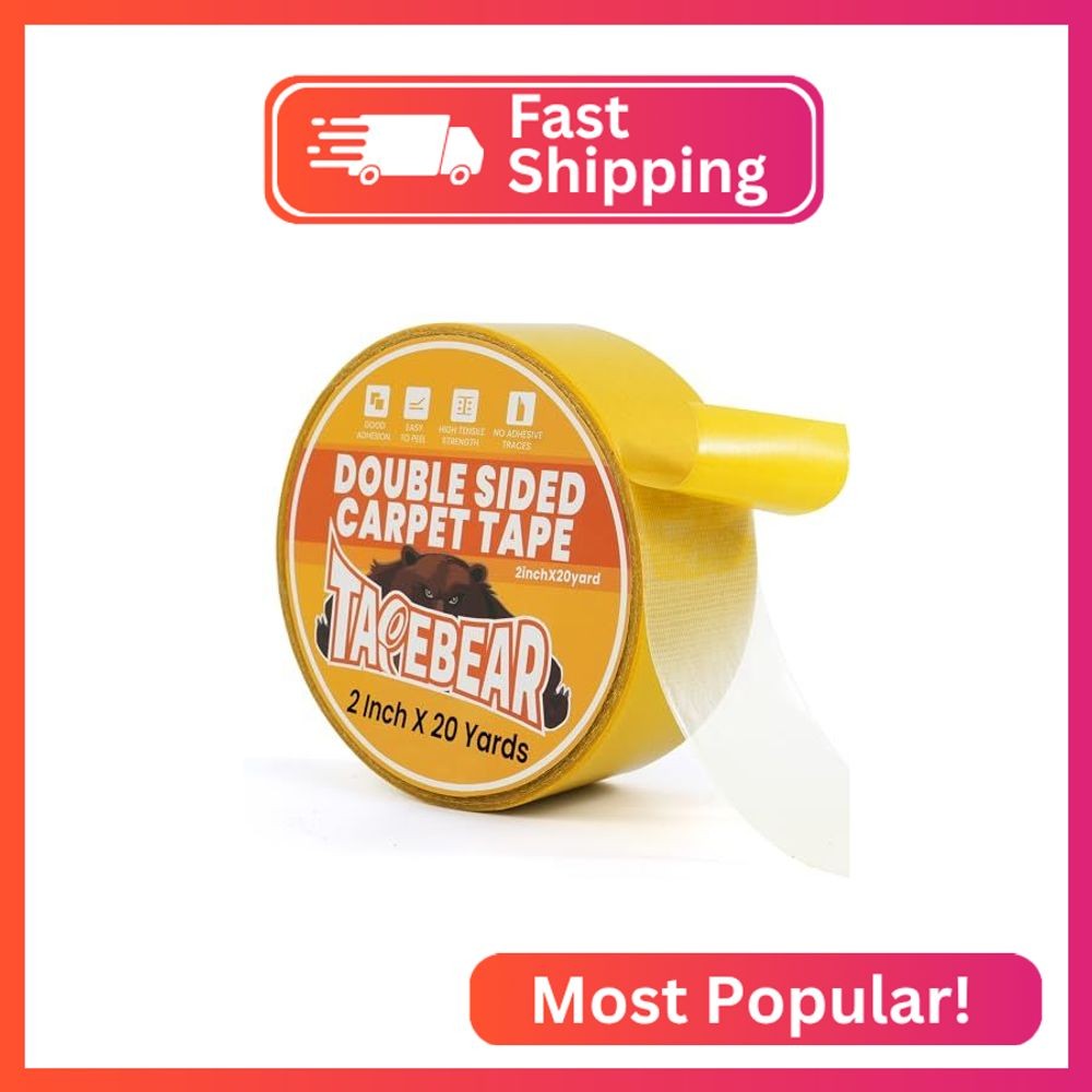 TAPEBEAR Double Sided Carpet Tape 2Inch x 20Yards, Heavy Duty Rug Tape Residue-F