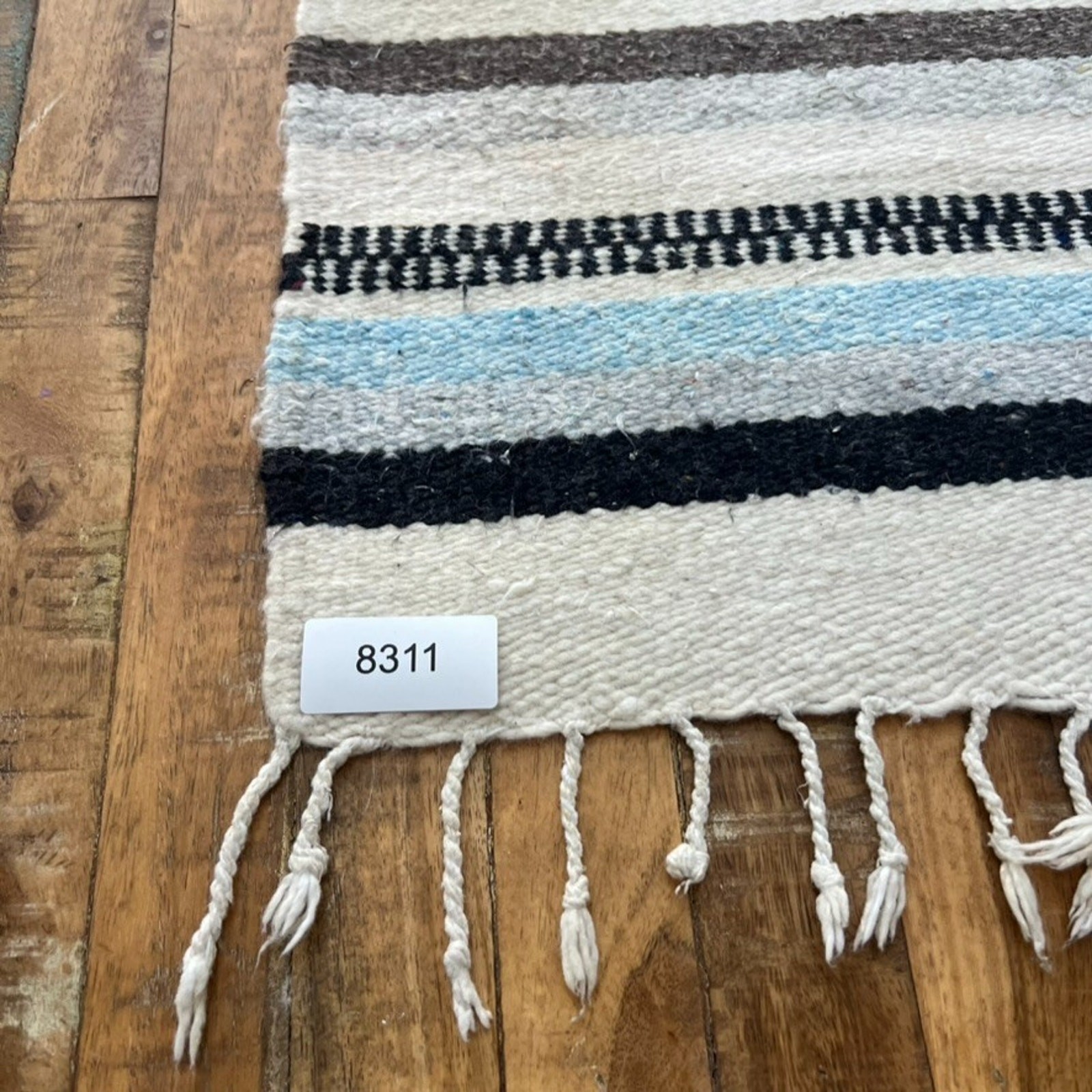 Unbranded Hand Woven Rug 56 x 27 in Southwestern Boho Aztec Blue Gray Black