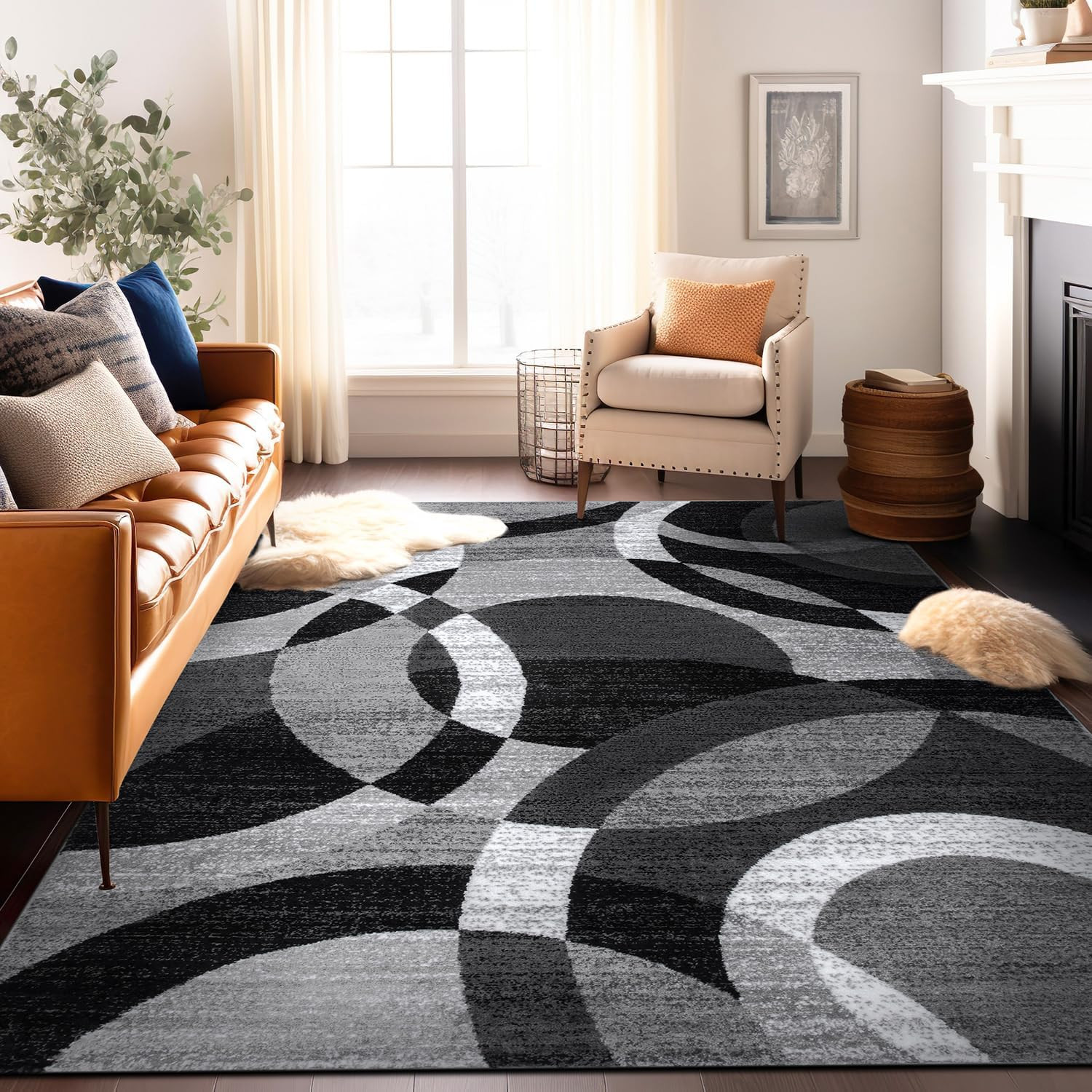 Contemporary Abstract Circles Perfect for High Traffic Areas of Your Living Room