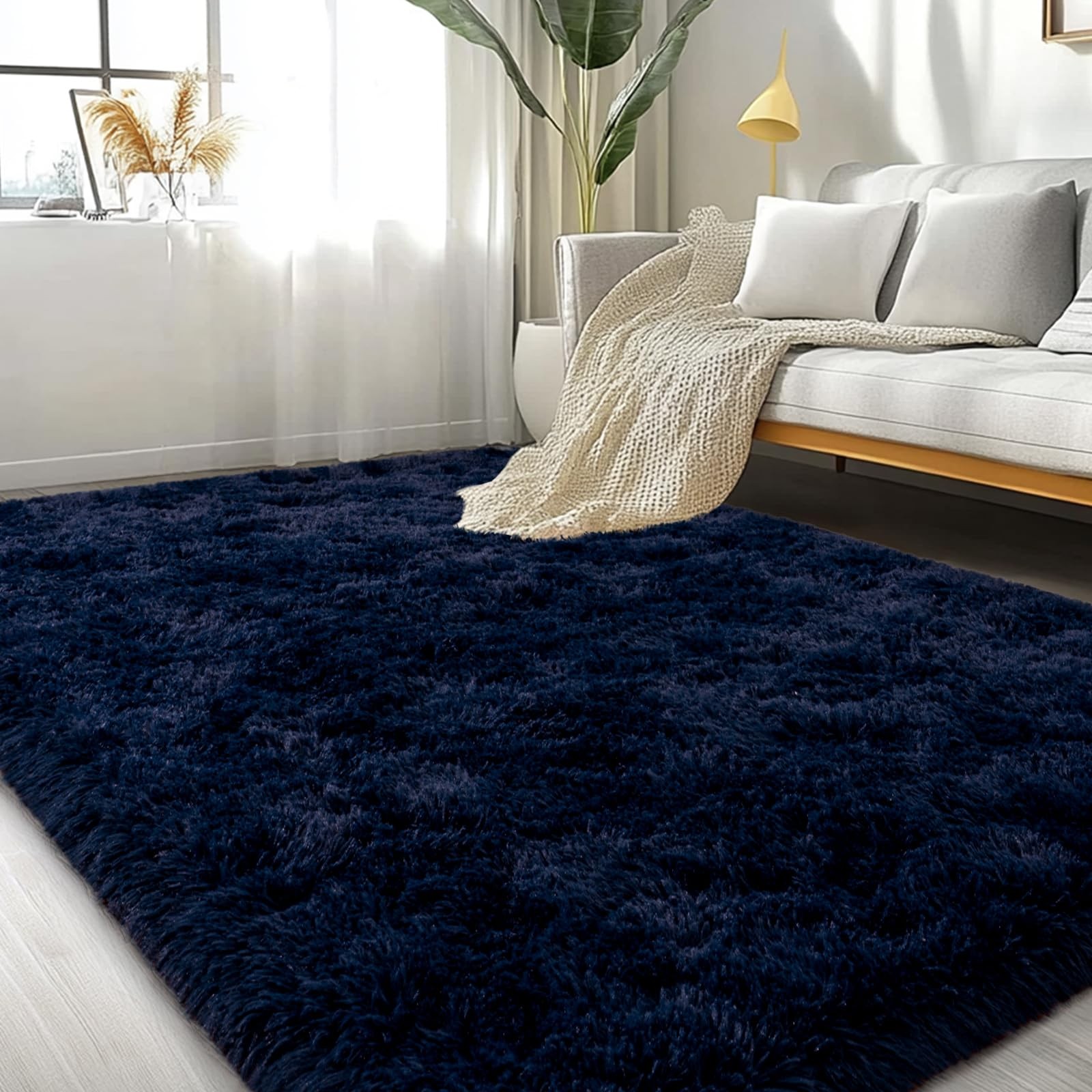 Lairep Large Area Rugs for Living Room 4′ x 6′ (Rectangular), Navy Blue