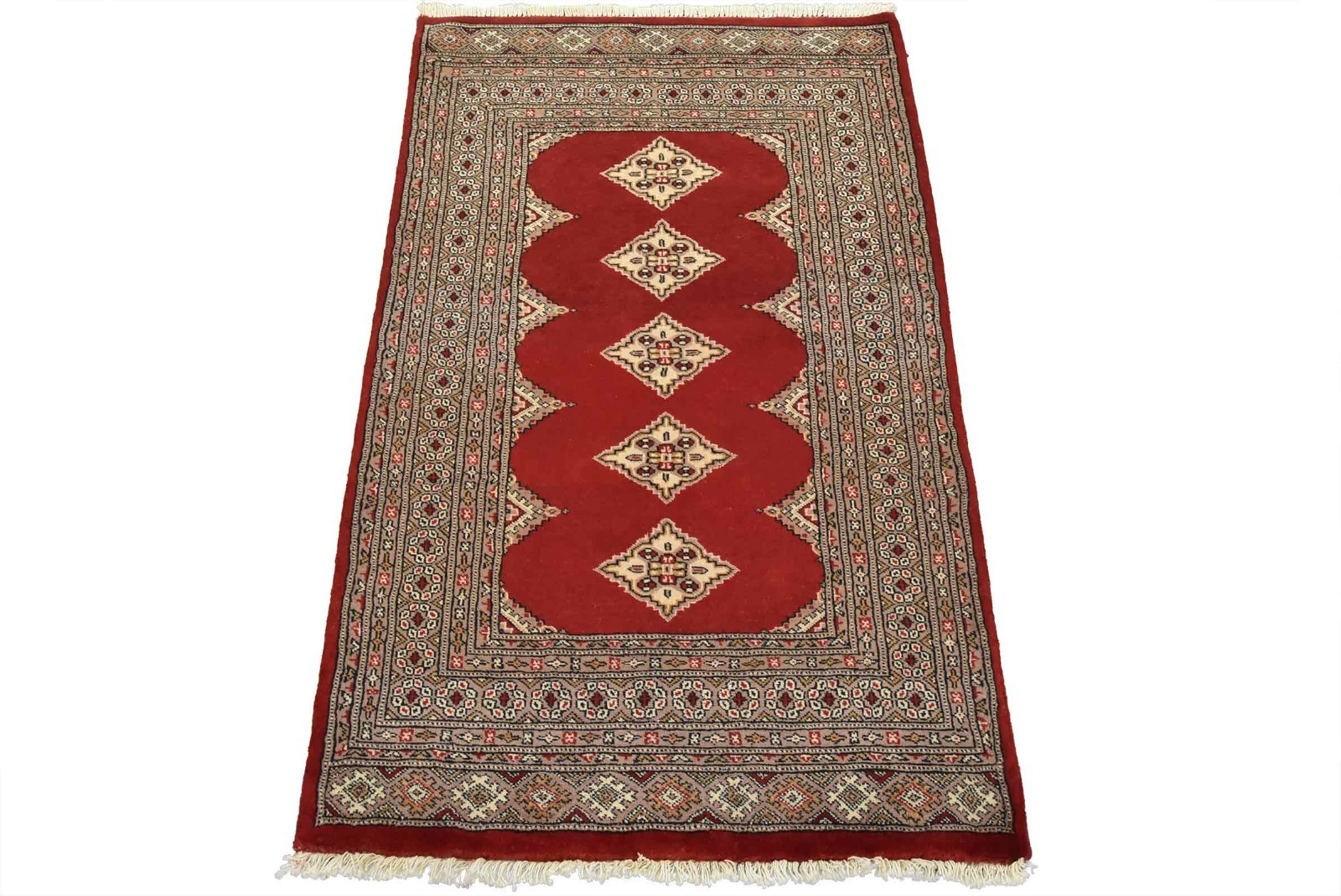 Bokhara Jaldar Rug 3′ x 4’11” Red Wool Tribal Hand-Knortted Oriental Carpet