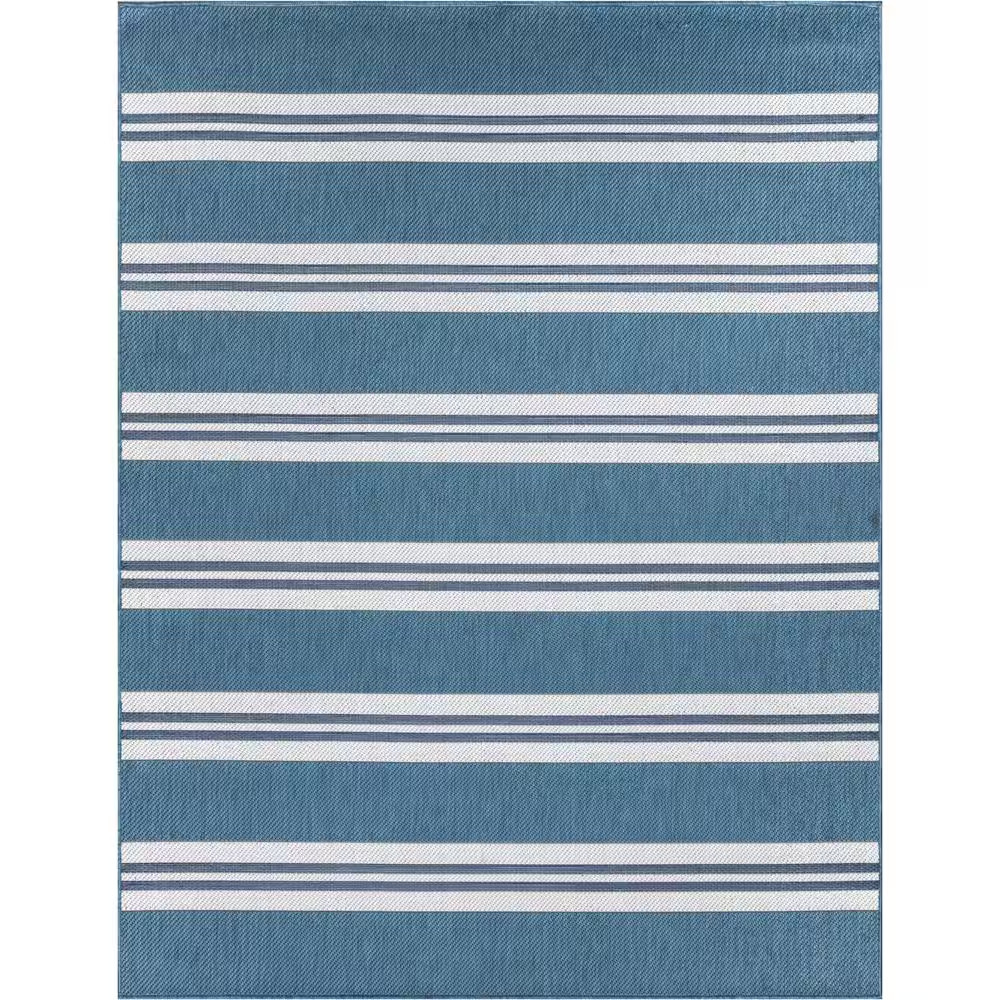 Stripes Blue 5 Ft. X 7 Ft. Indoor/Outdoor Area Rug