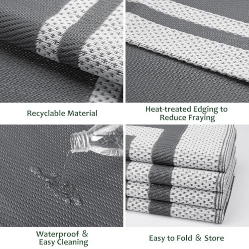 Outdoor Rug Reversible Portable Plastic Straw Camping Rugs for outside Rv,Large