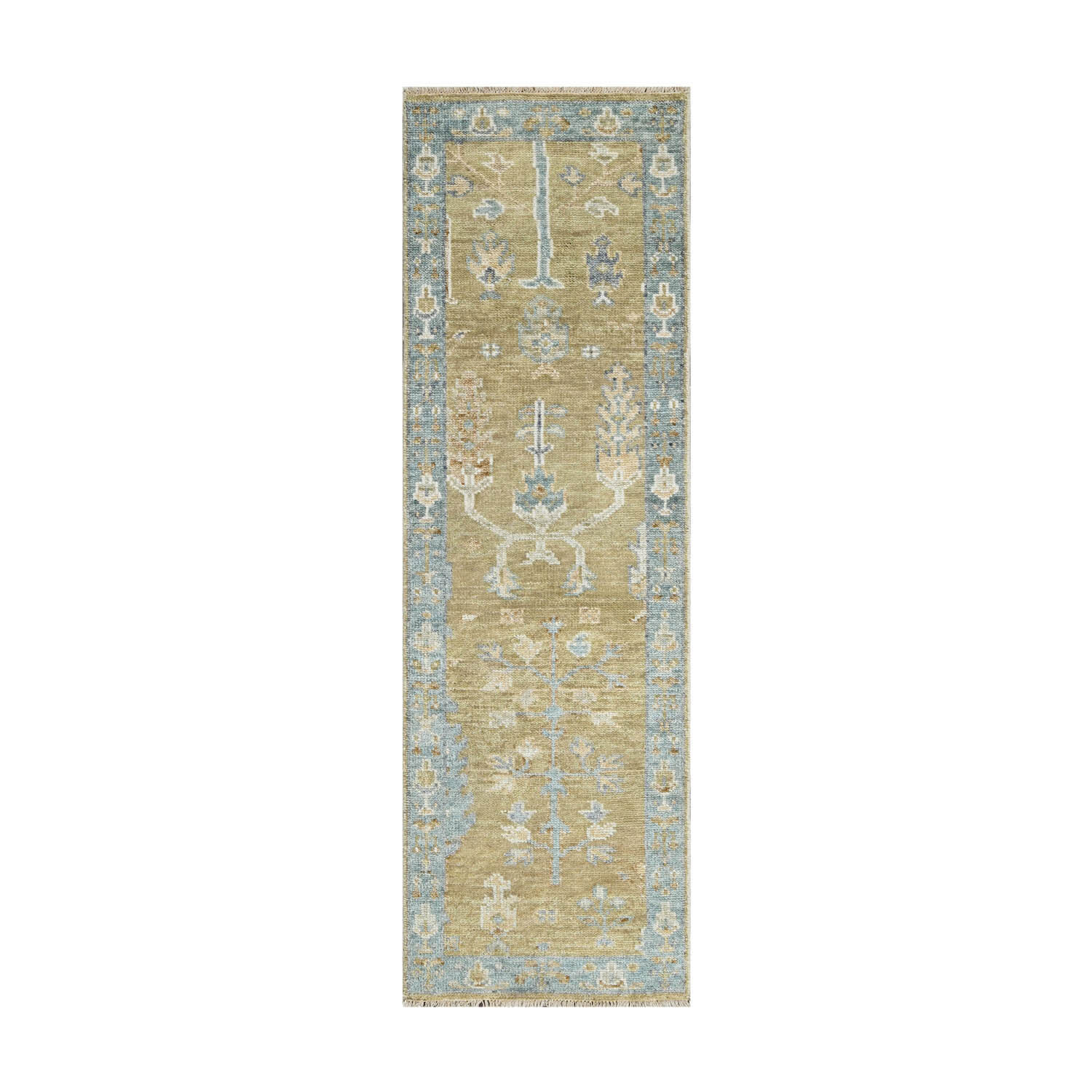 LoomBloom Multi Sizes Hand Knotted Traditional Oushak Wool Area Rug Moss Aqua