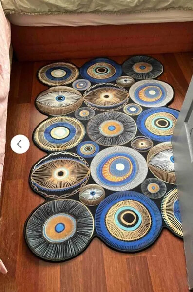 Evil Eye Pattern Washable Non-Slip Base Decorative Multi-Purpose Carpet