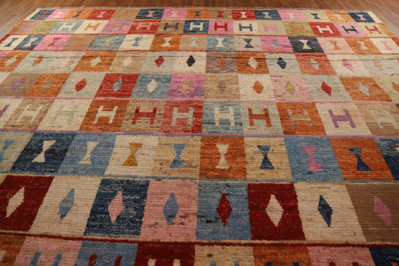Handmade Tribal Moroccan Oriental Rug 12×17 Ft Geometric Palace Size Wool Carpet