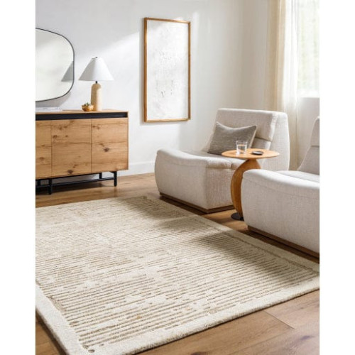Luxury Hand Tufted Wool Runner Rug Neutral Beige Hallway Rug, Handmade Wool Rug