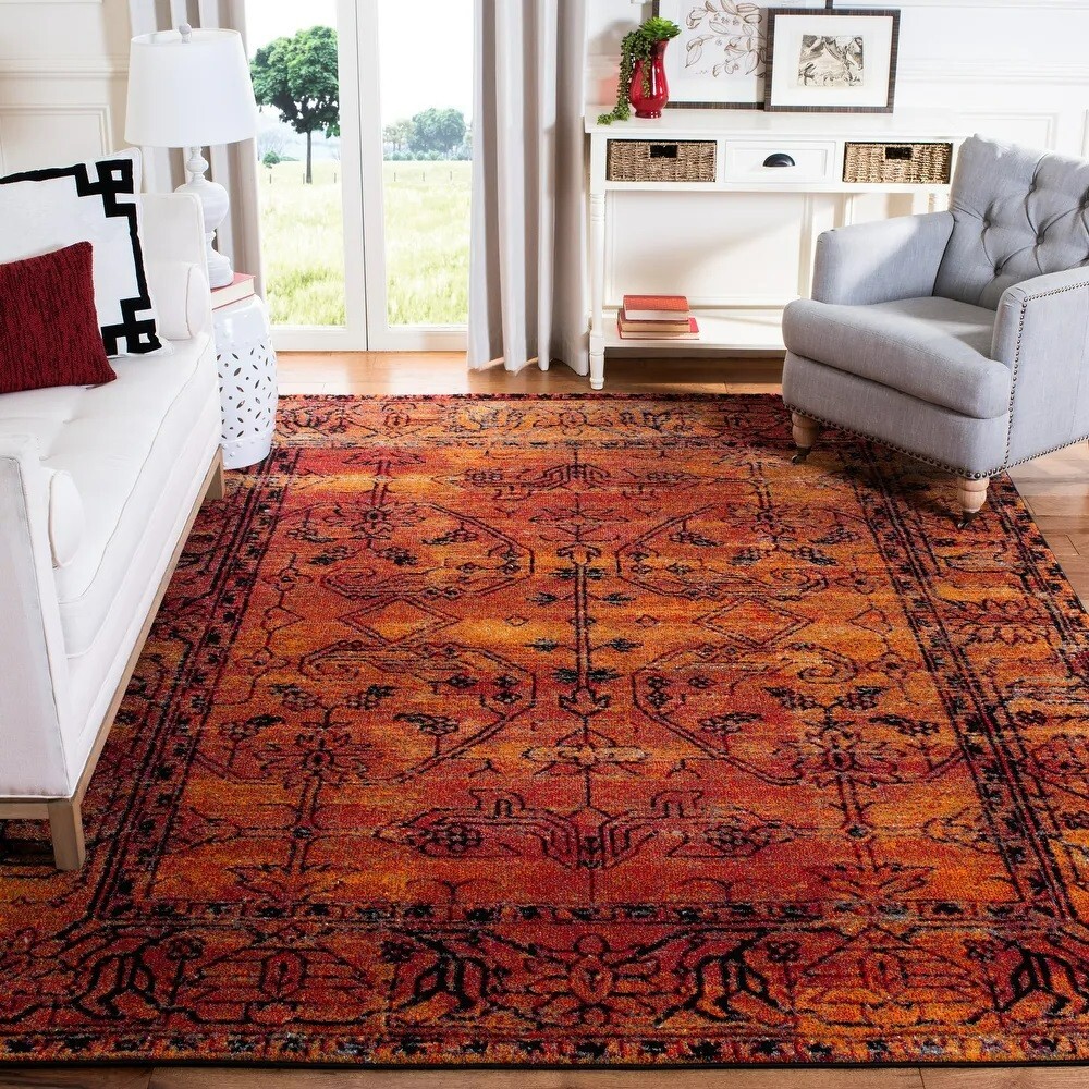 New 9×12 Rug Hamadan Vintage Oriental Geometric Area Carpet Orange Decorative