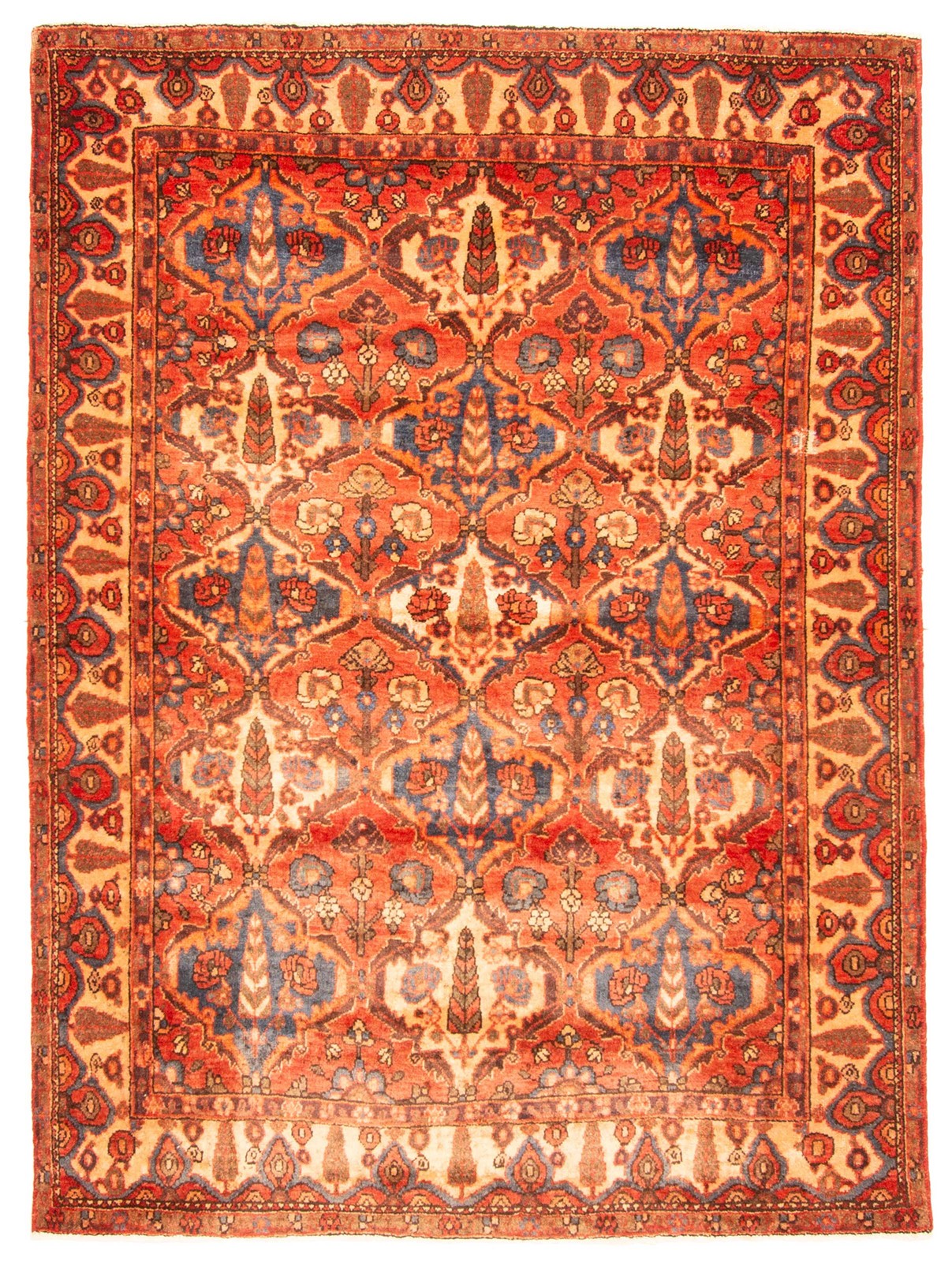 Vintage Hand-Knotted Carpet 4’11” x 6’9″ Traditional Oriental Wool Area Rug