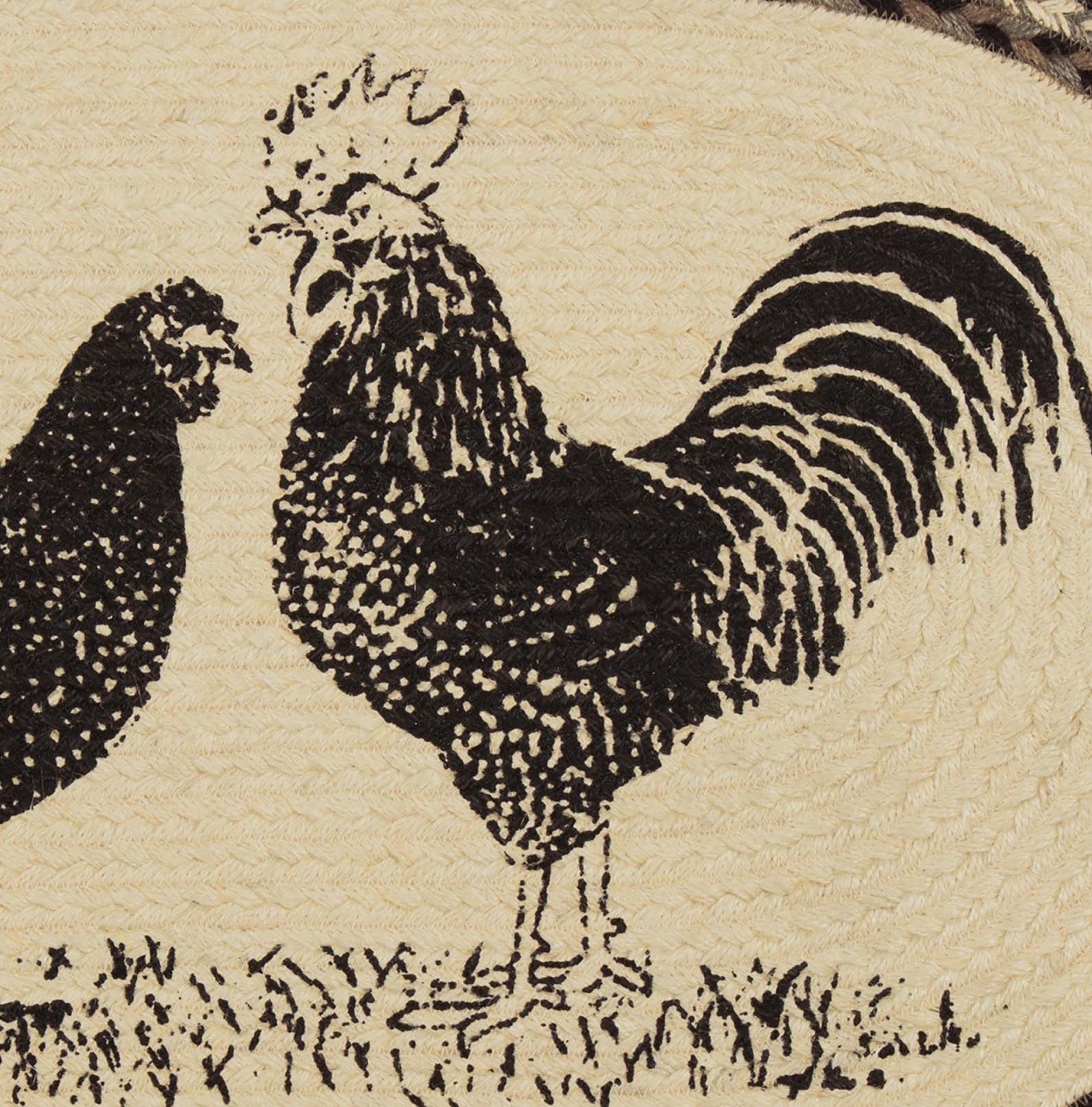20” x 30” Braided Rooster Oval Rug Brown Taupe Tan Country Farmhouse Sawyer Mill