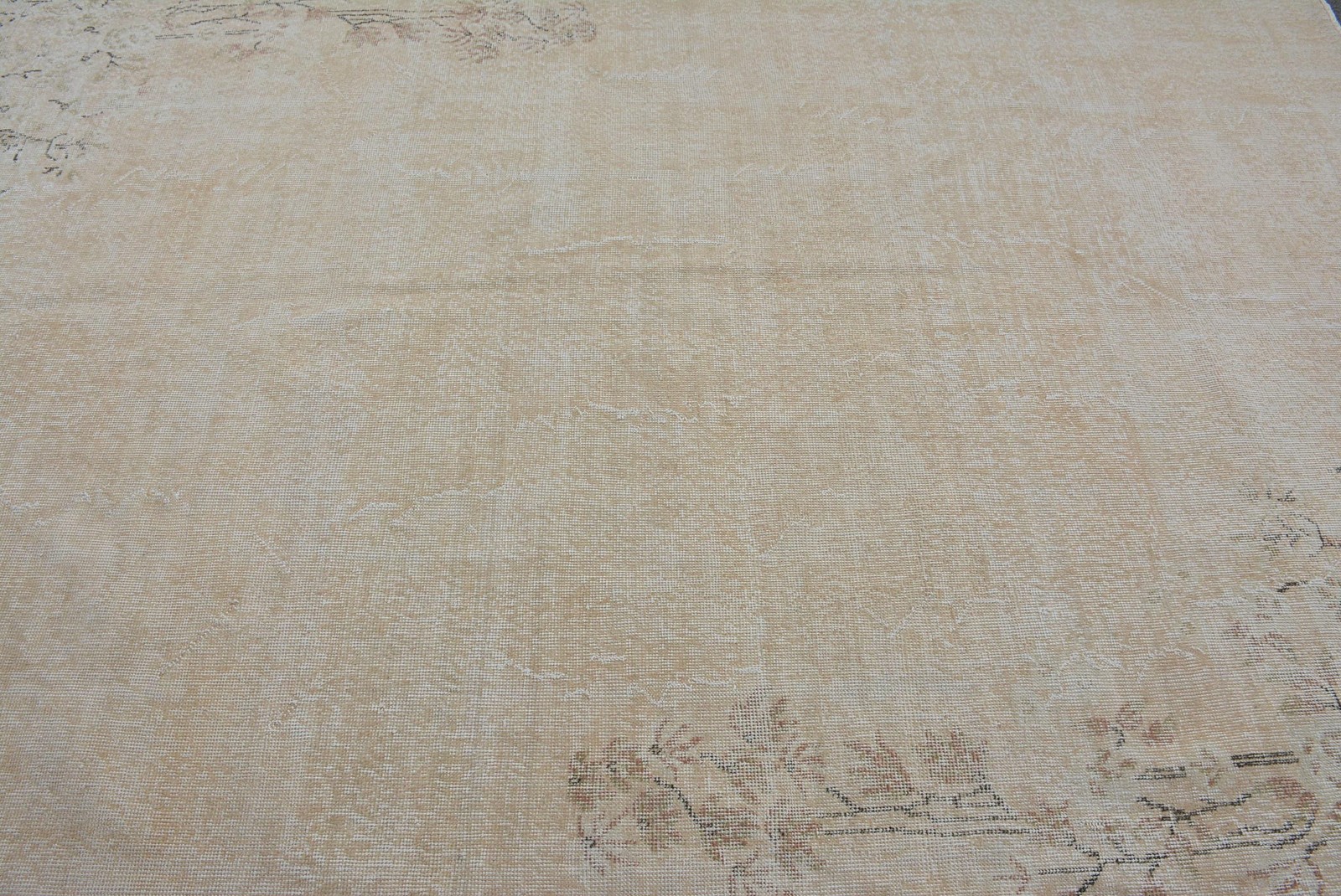 Turkish Vintage Rug, 6,1×9,7 ft Rug, Beige Floral Wool Rug