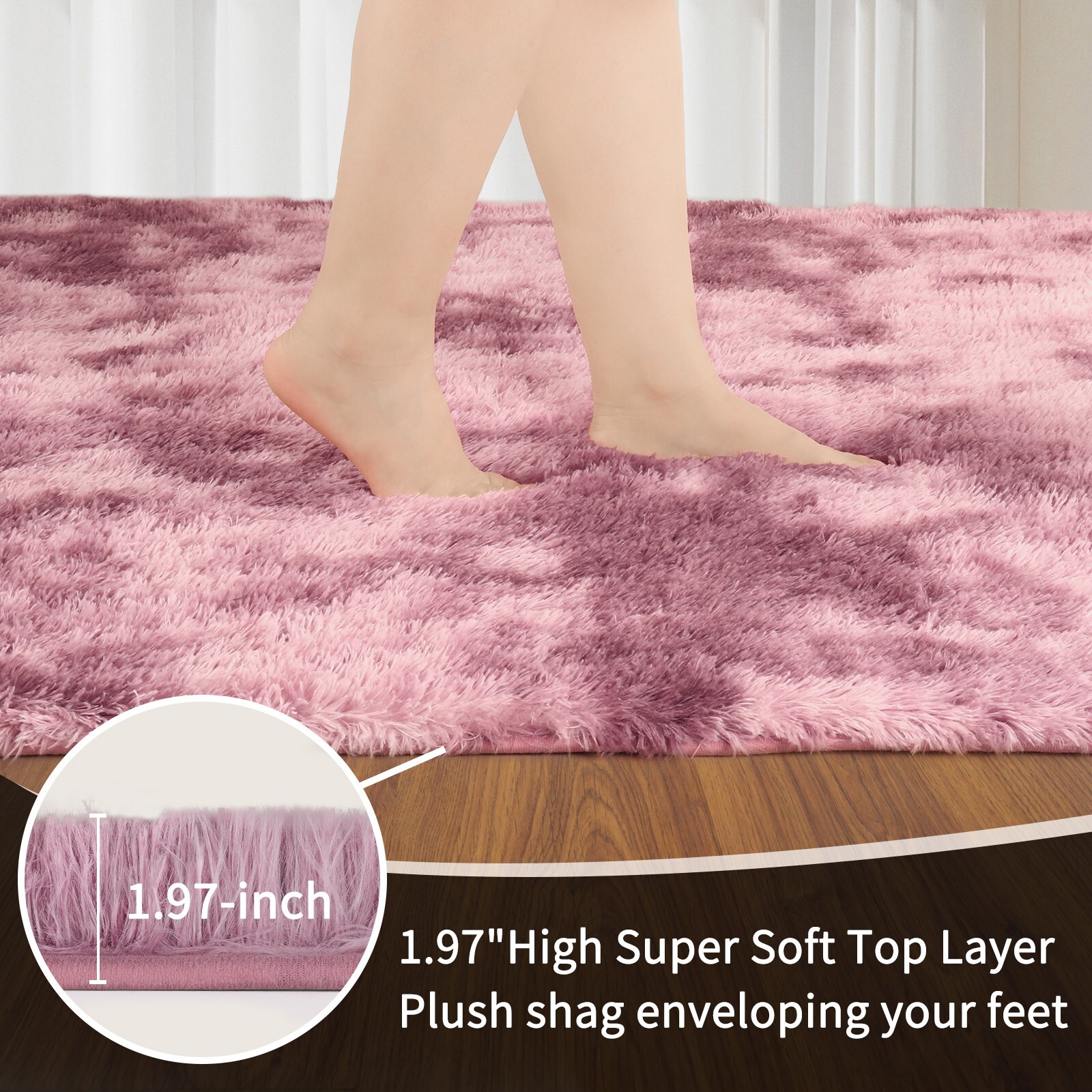 Large Size Shaggy Fluffy Area Rugs Carpets Living room Bedroom Tie-dye Purple