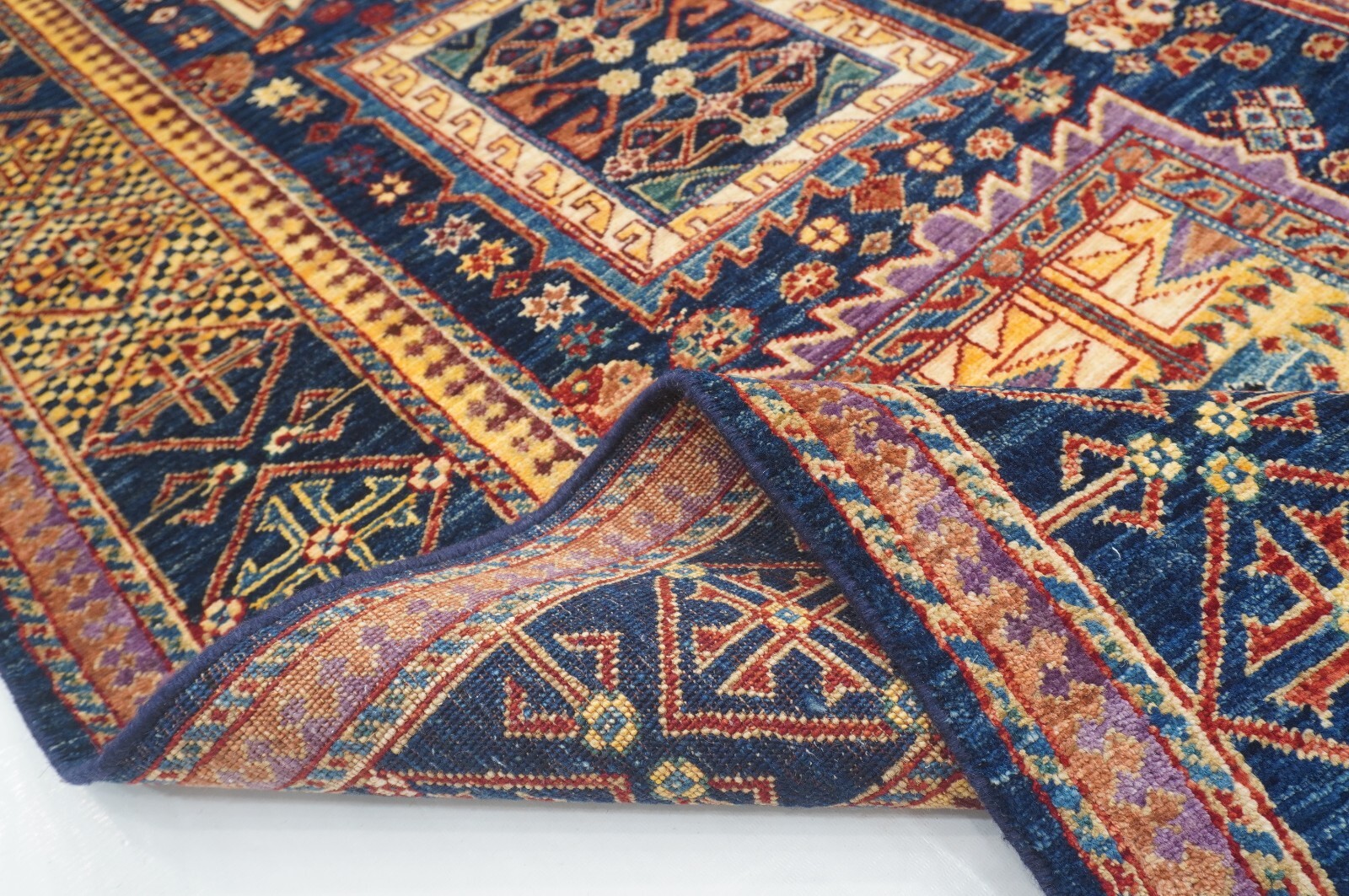 5×7 ft Navy Blue Afghan Hand Knotted Veg dyes Wool Tribal Area Rug