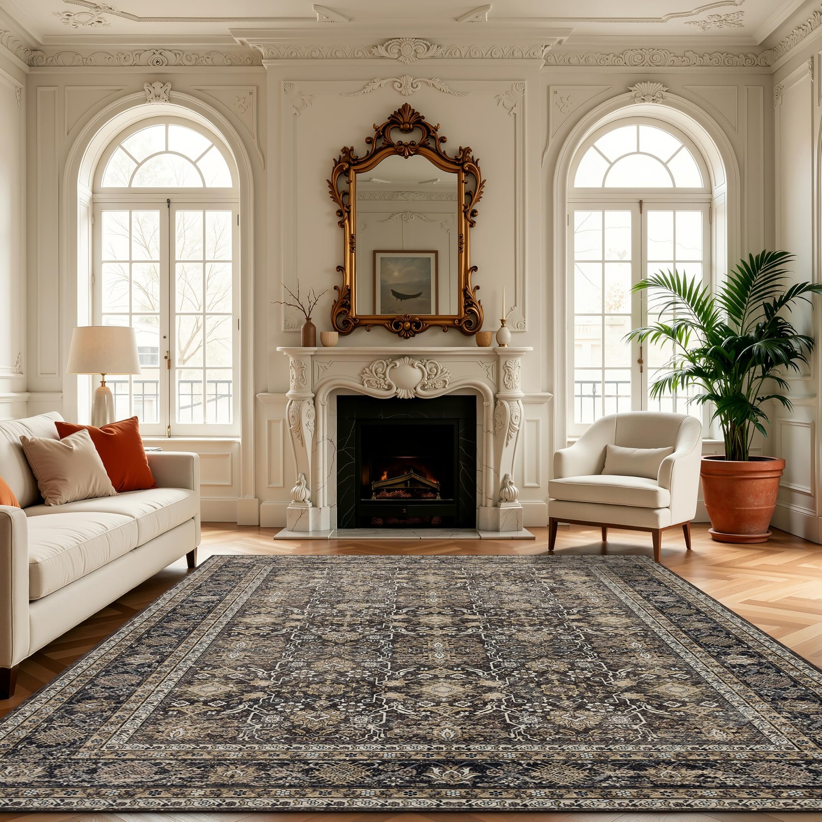 Area Rug 8’×10′, Non Slip Machine Washable Ultra Soft Stain & Fade Resistant,…
