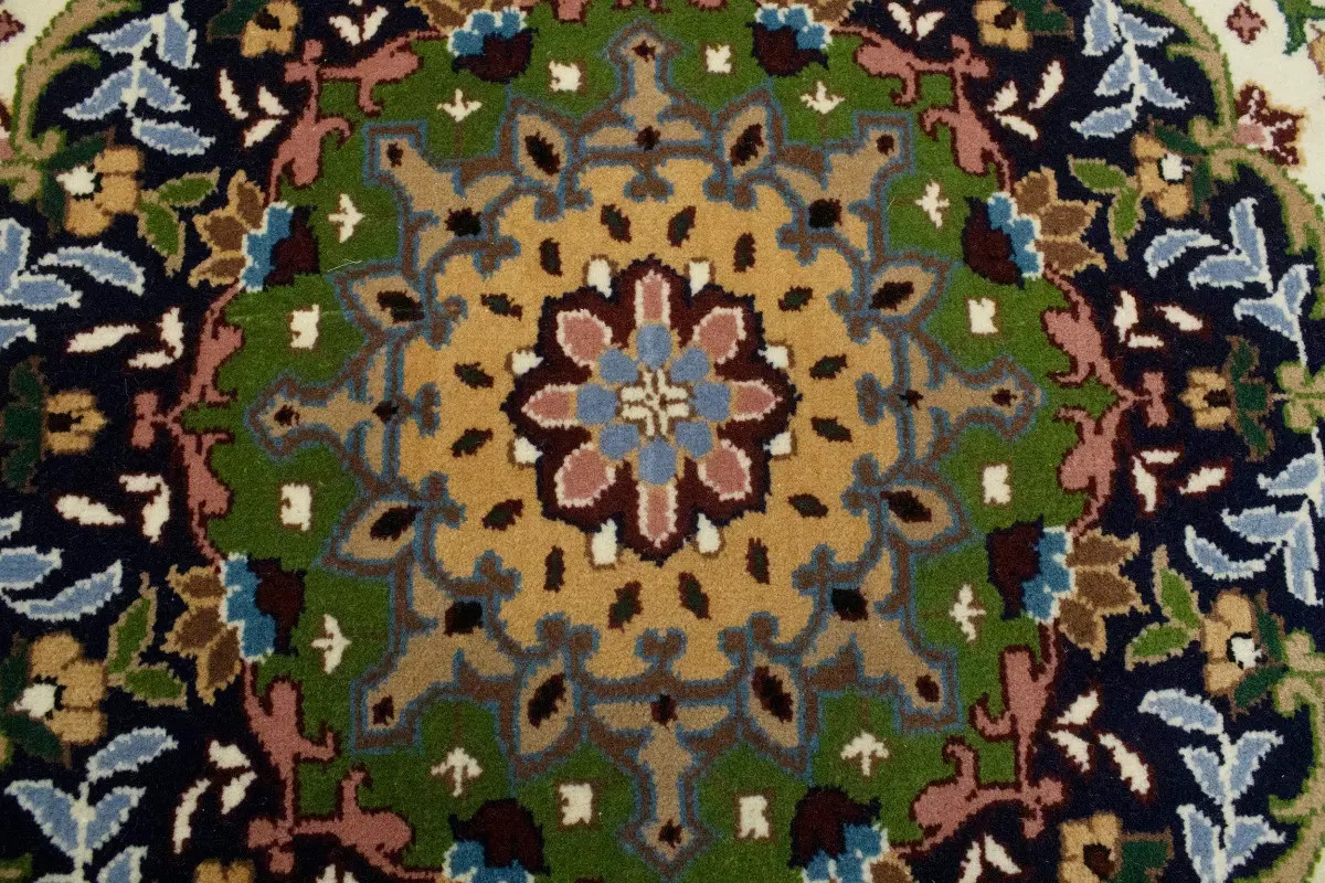 Hand-Knotted Cream Kirman Wool Floral Oriental Rug Home Studio Carpet 6’6X9 ft