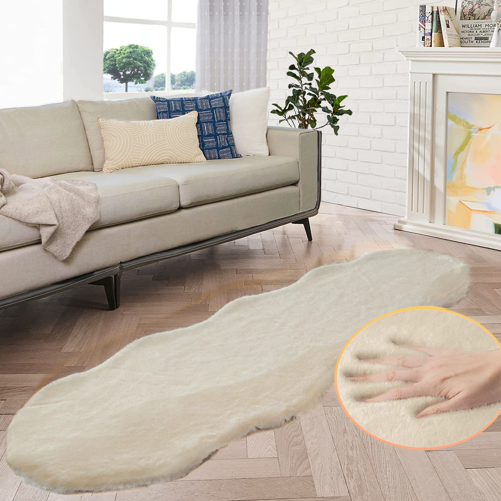 Shag Faux Bunny Washable Fluffy Fur Rug Runners for Hallways Camel Plush Area…