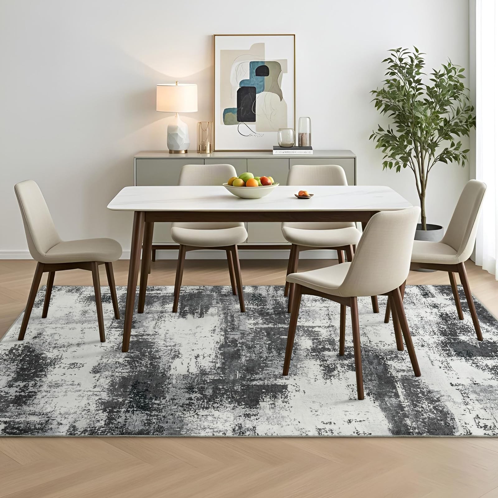 Modern Abstract 3×5 Rug for Entryway, Non Slip Machine Washable Area Rug, Sof…