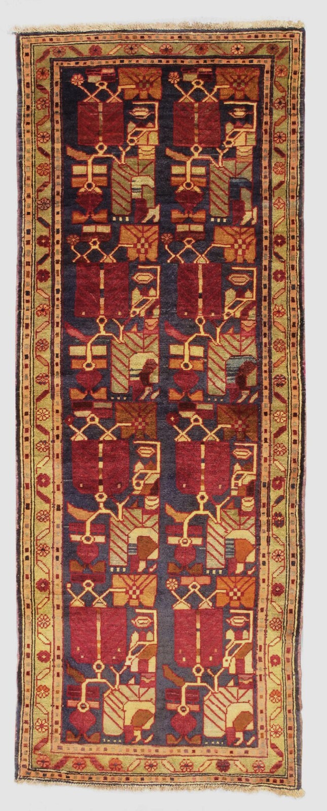 6’7″ x 2’6″ Hand-Knotted Wool Runner Rug, Semi Antique, Traditional Vintage