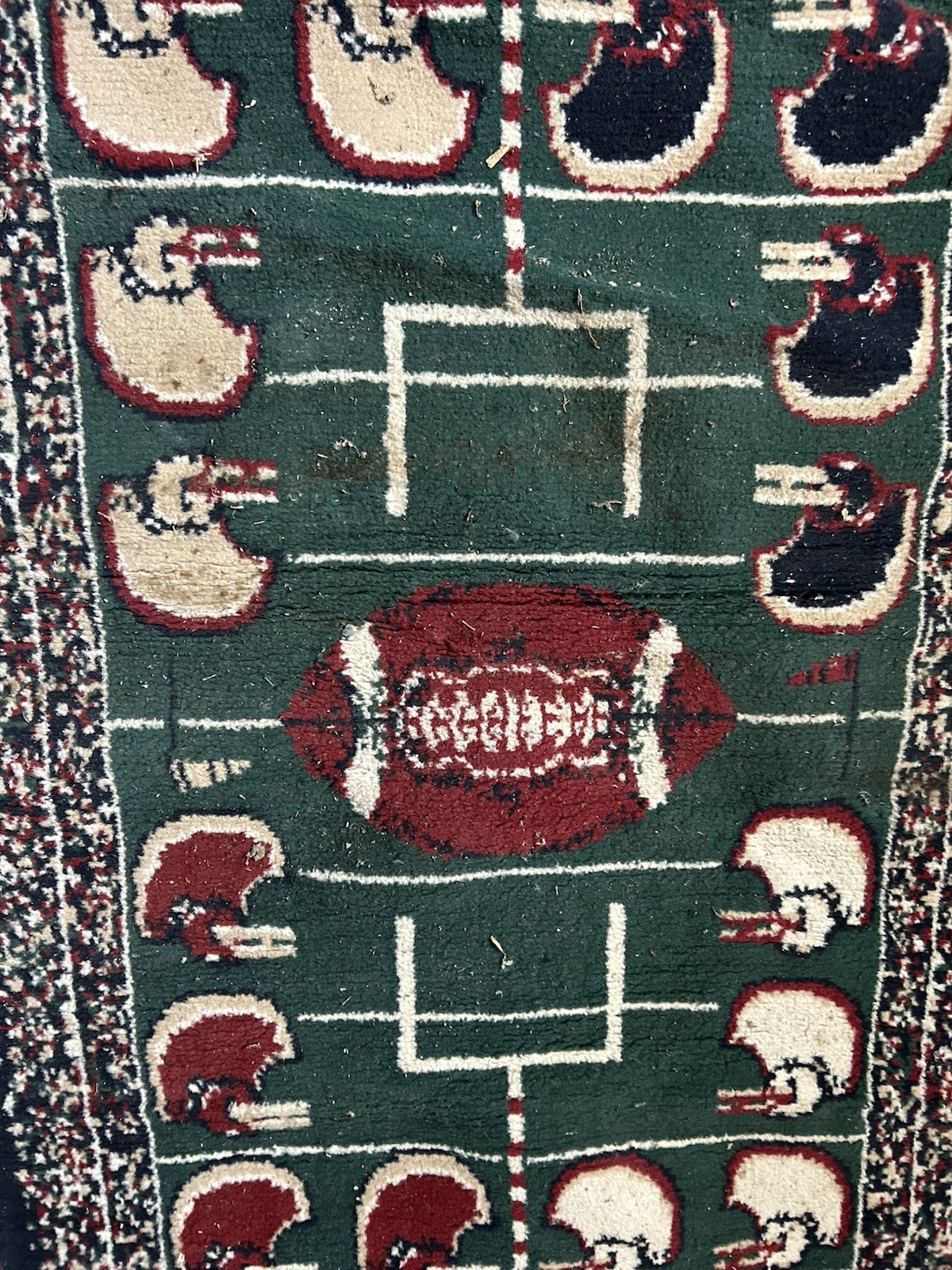 Football Field Pictorial Area Rug 24x36in Green Red White Sports Theme