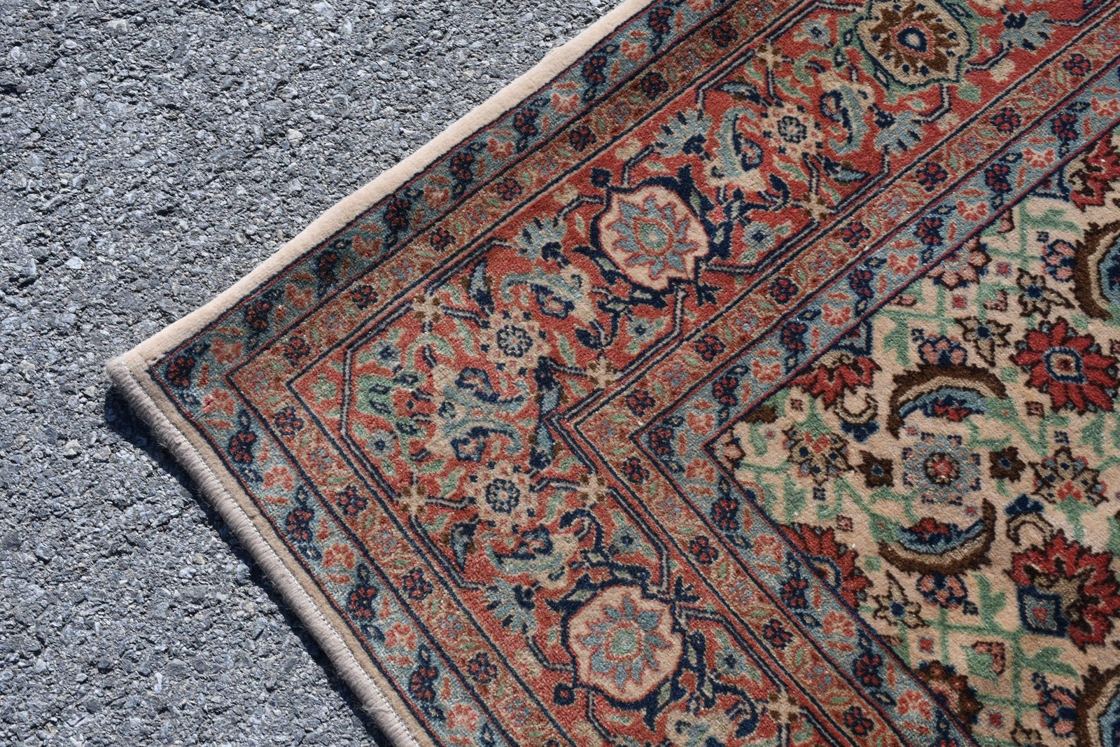 7,3×10,2 ft Turkish Oversize Rug, Red Blue Vintage Animal Print Wool Rug
