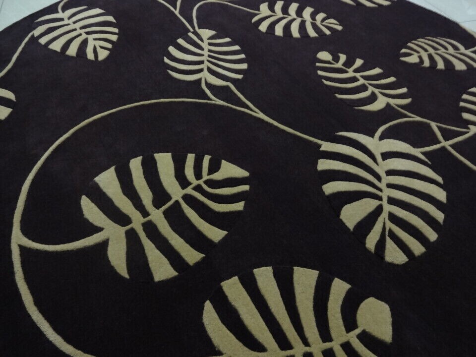 Black Knight Rugs Modern Round Thick Handmade Tufted Wool Area Rug Woolen Carpet