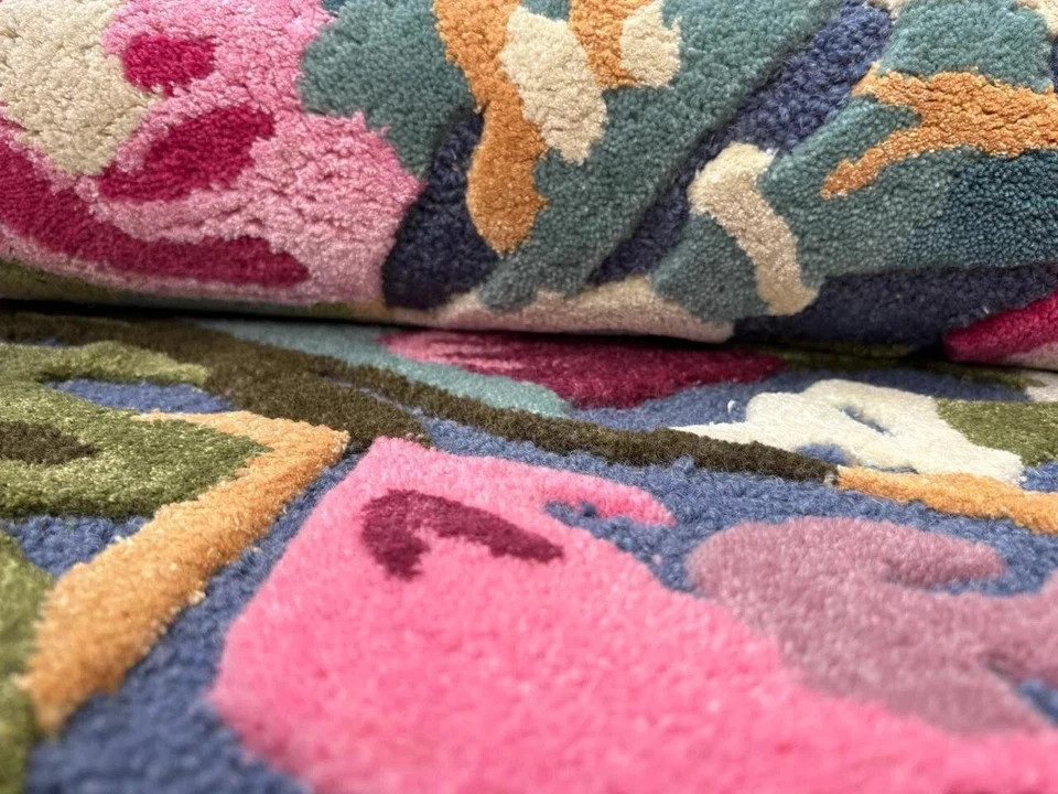 Wildfloral Modern Hand-Tufted 100% Wool Area Rug Carpet