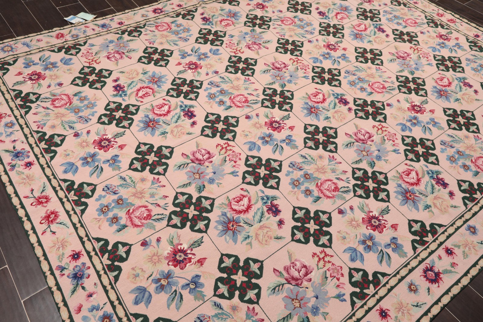 7’7″ x 9’9″ Hand Woven French Aubusson Needlepoint Area Rug Traditional