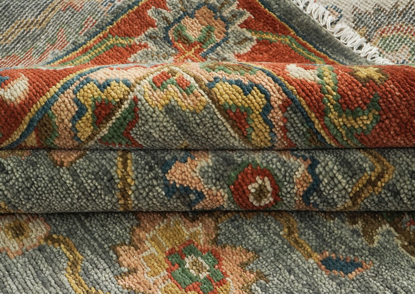 9×12’1” Hand Knotted Wool Blue, Gray Oushak Arts & Crafts Rug