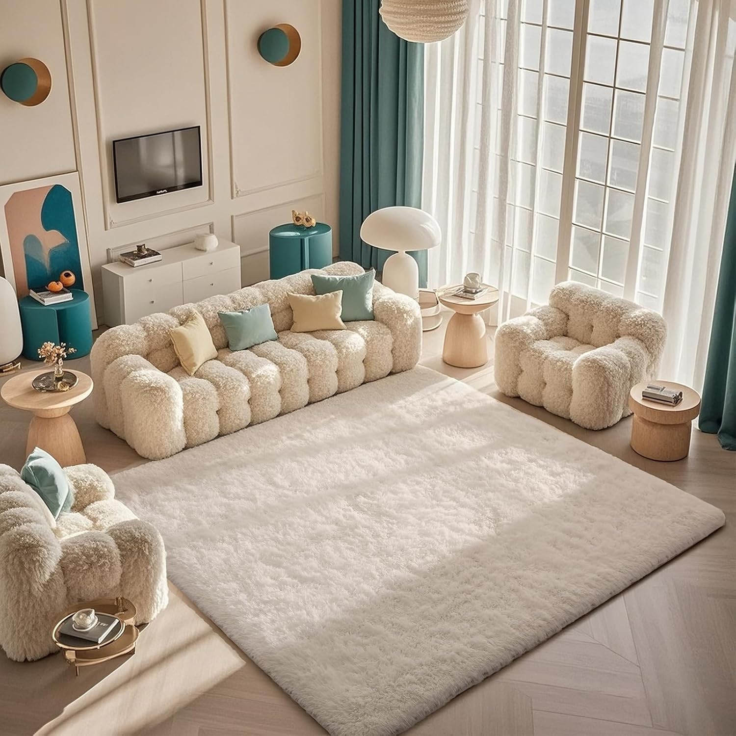 5×8 Shag Area Rug Living Room Decor Non Slip Fluffy Turkish Long Pile Rug