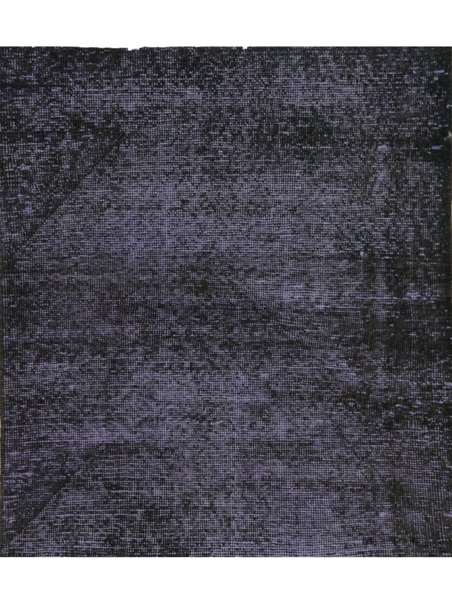 3×3 Hand-Knotted Overdyed Area Rug – Black & Purple Wool Rug – Free US Shipping