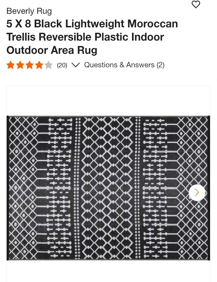 Outdoor Beverly Rug 5×8 Black Reversible