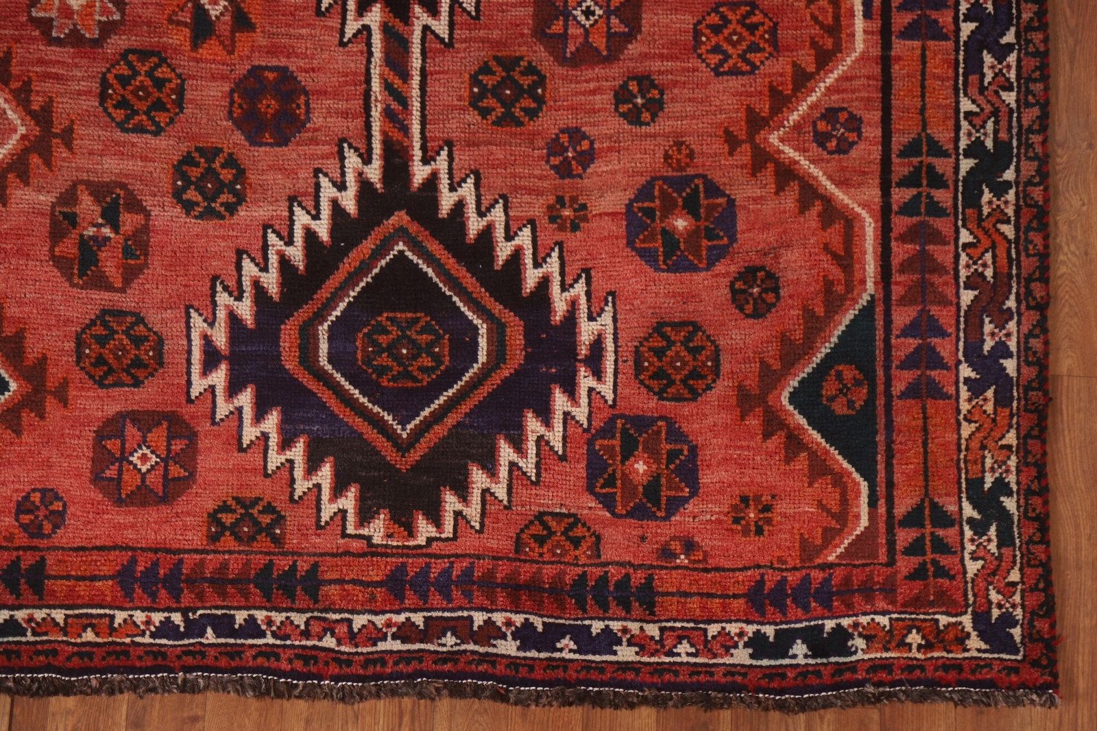 Geometric Traditional Vintage Red Rug 5×9 Wool Hand-knotted Nomadic Carpet