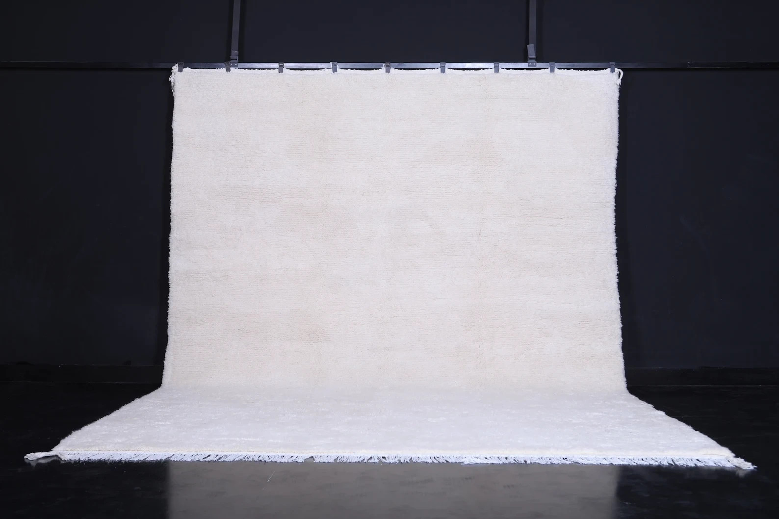 Beni Ourain Moroccan Berber Rug 8×10 | White Hand Knotted Wool Carpet for Living