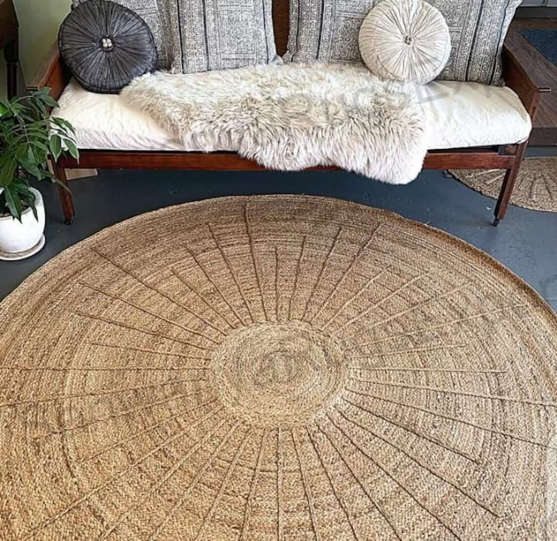 Natural Pattern Jute Round Rug/Outdoor Rug/ Garden Rug/ Circular Jute Rug/ Outdo
