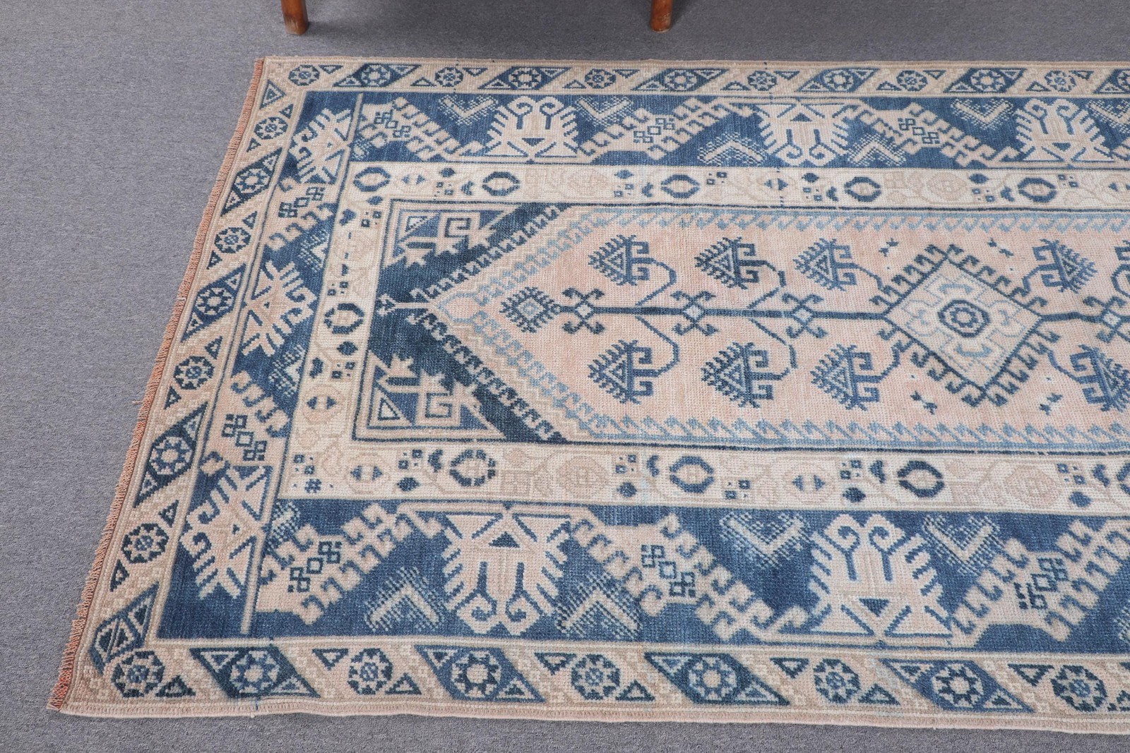 4,1×6,5 ft Rug, Turkish Rug, Vintage Blue Wool Moroccan Rug