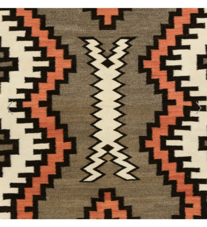 Southwest Native American Indian Boho Ganado Navajo Wool Rug Two Grey Hill Rugs