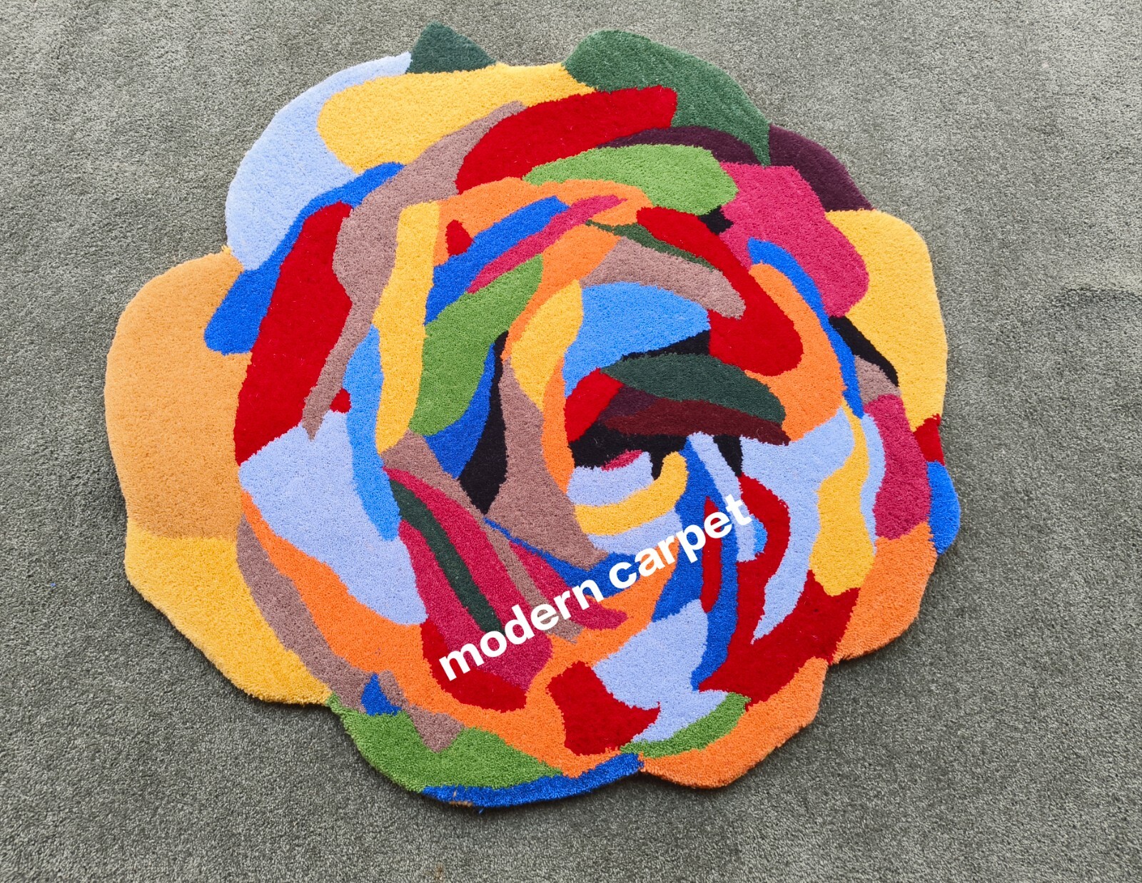 Multi Rose Rugs 3×3 Feet Handmade 100% Woolen Hand Tufted For Home Decoration